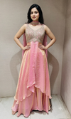 Blush Pink Shimmer Tissue Anarkali & Palazzo set