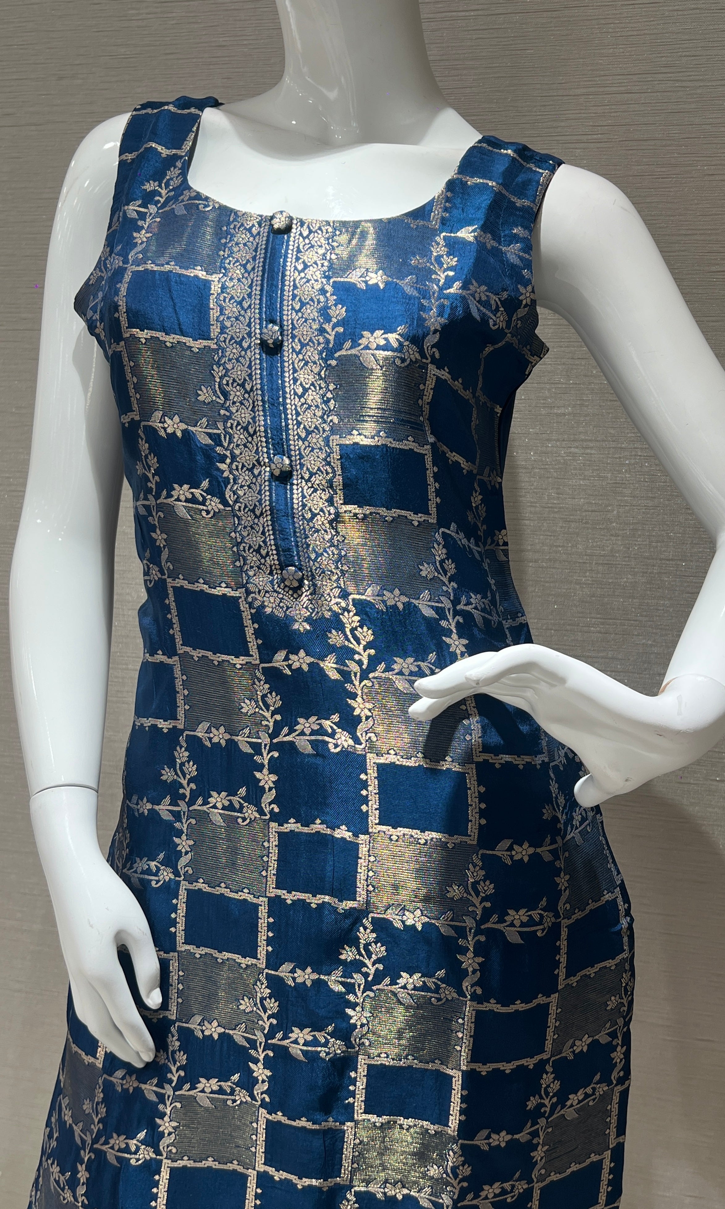 Blue kurta set Zari weaving 3333