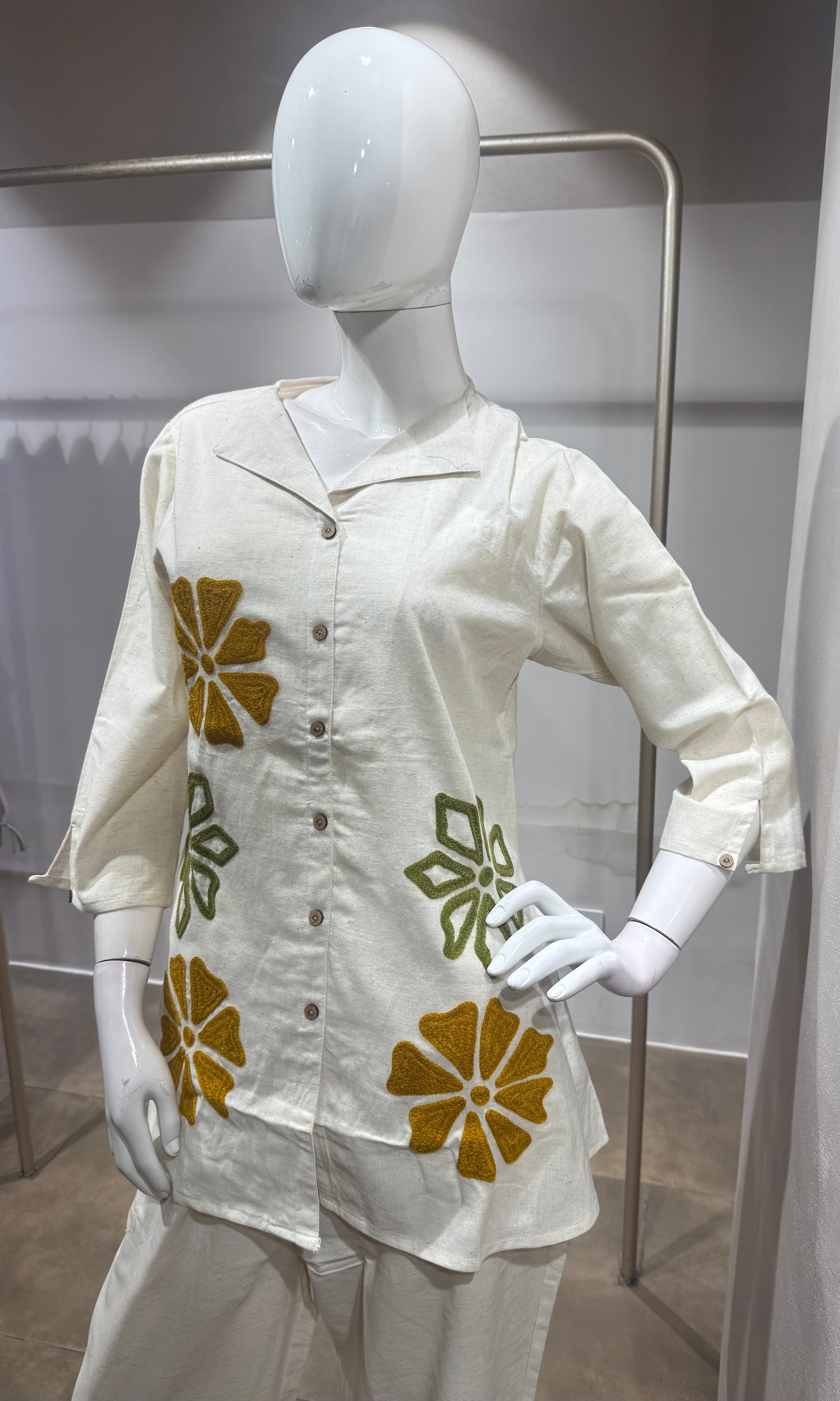 Cream and Mustard Floral Co-Ord Set