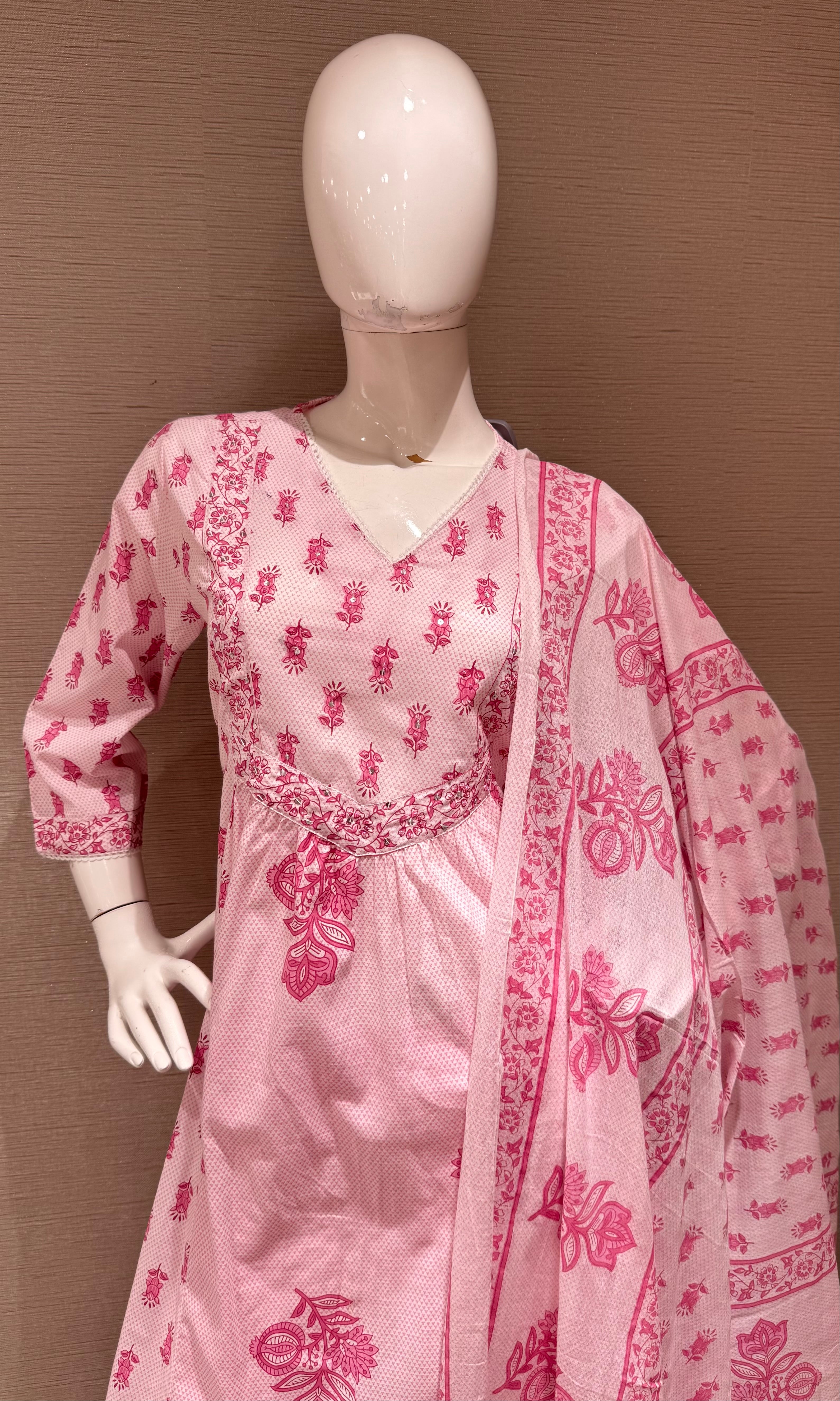 Pink Elegance Cotton Kurta Set