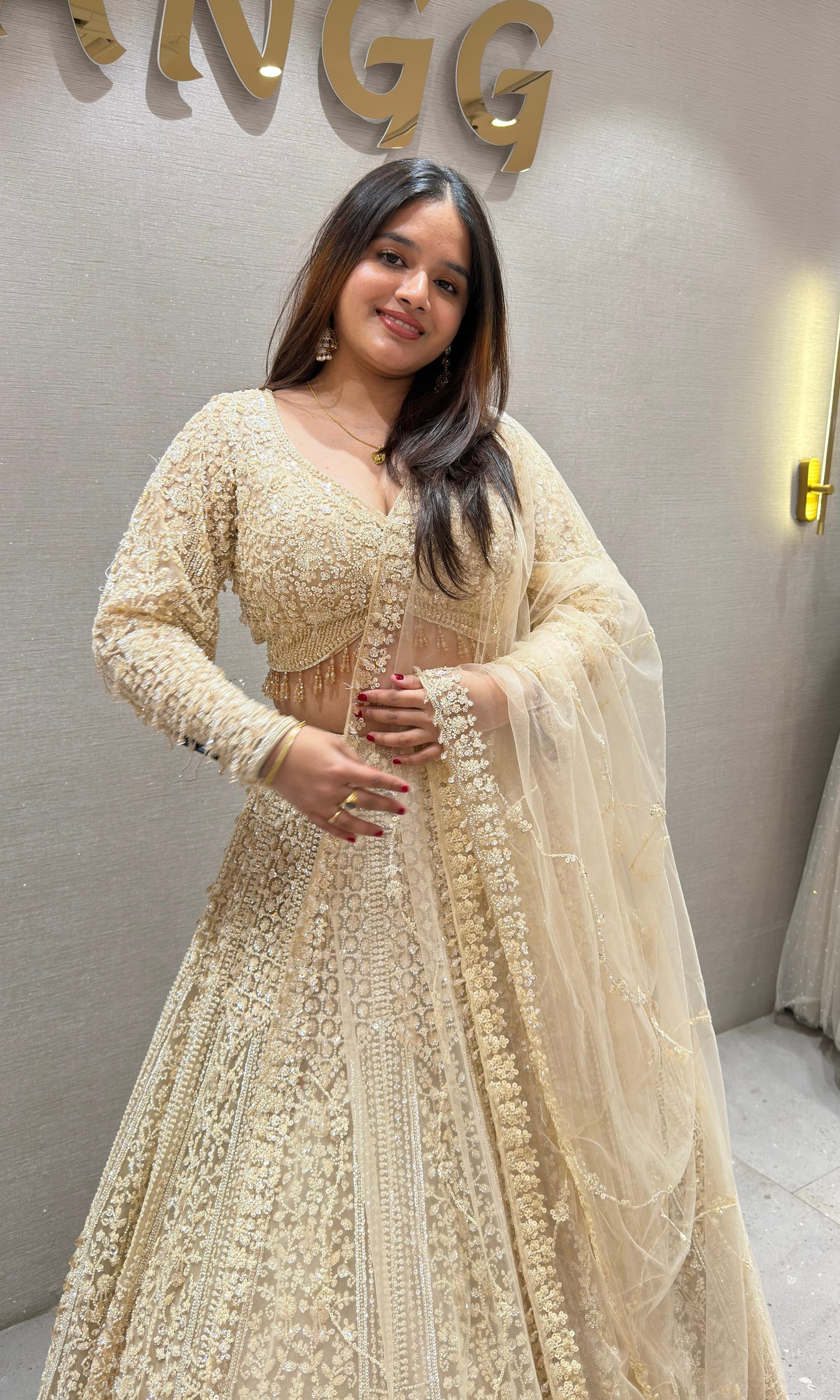 Ivory HEAVY GOLDEN EMBROIDERED Lehenga