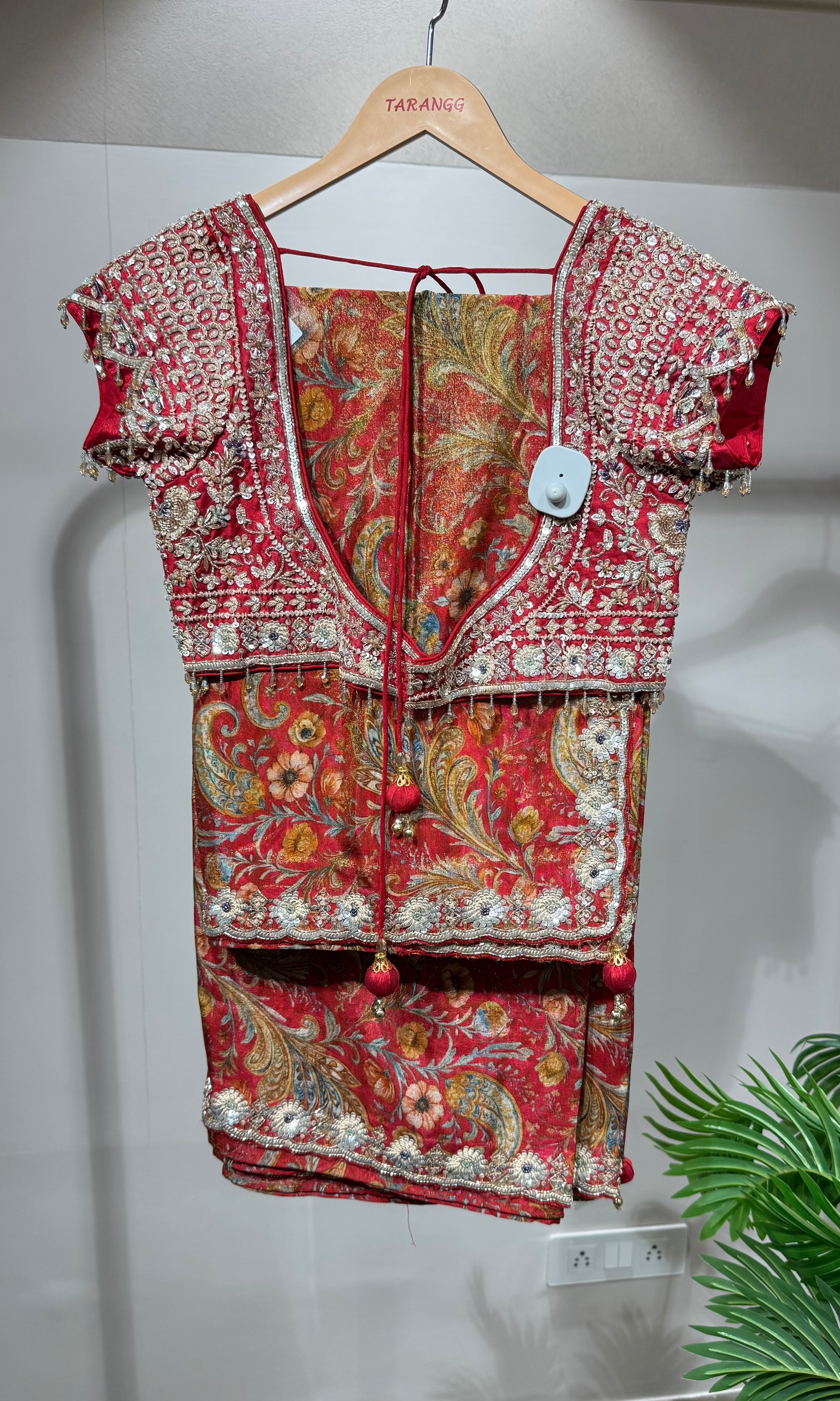 Red DESIGNED saree with EMBROIDERED blouse