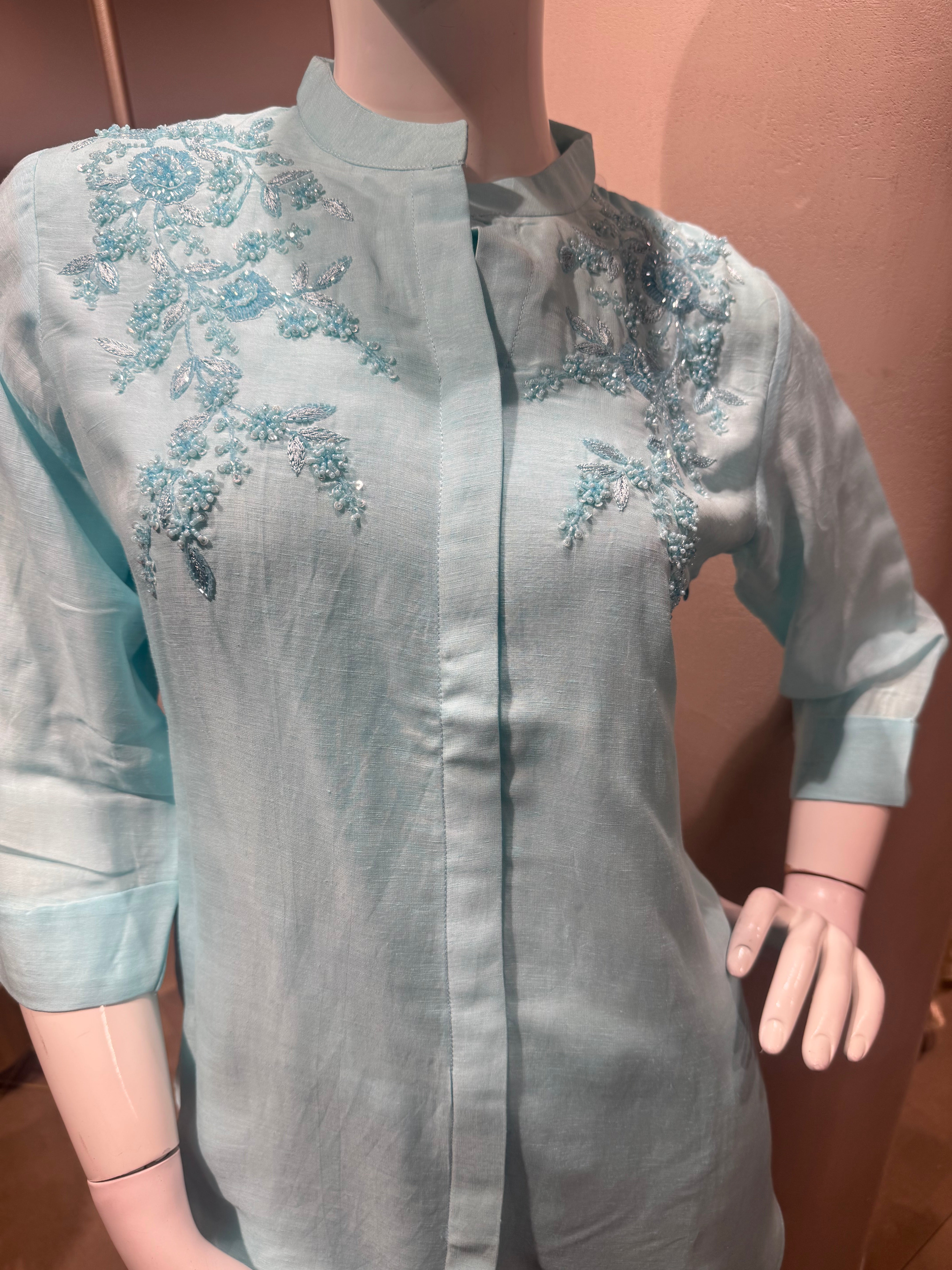 Blue Embroidered Co-ord Set