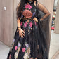 Black lehenga floral embossed design