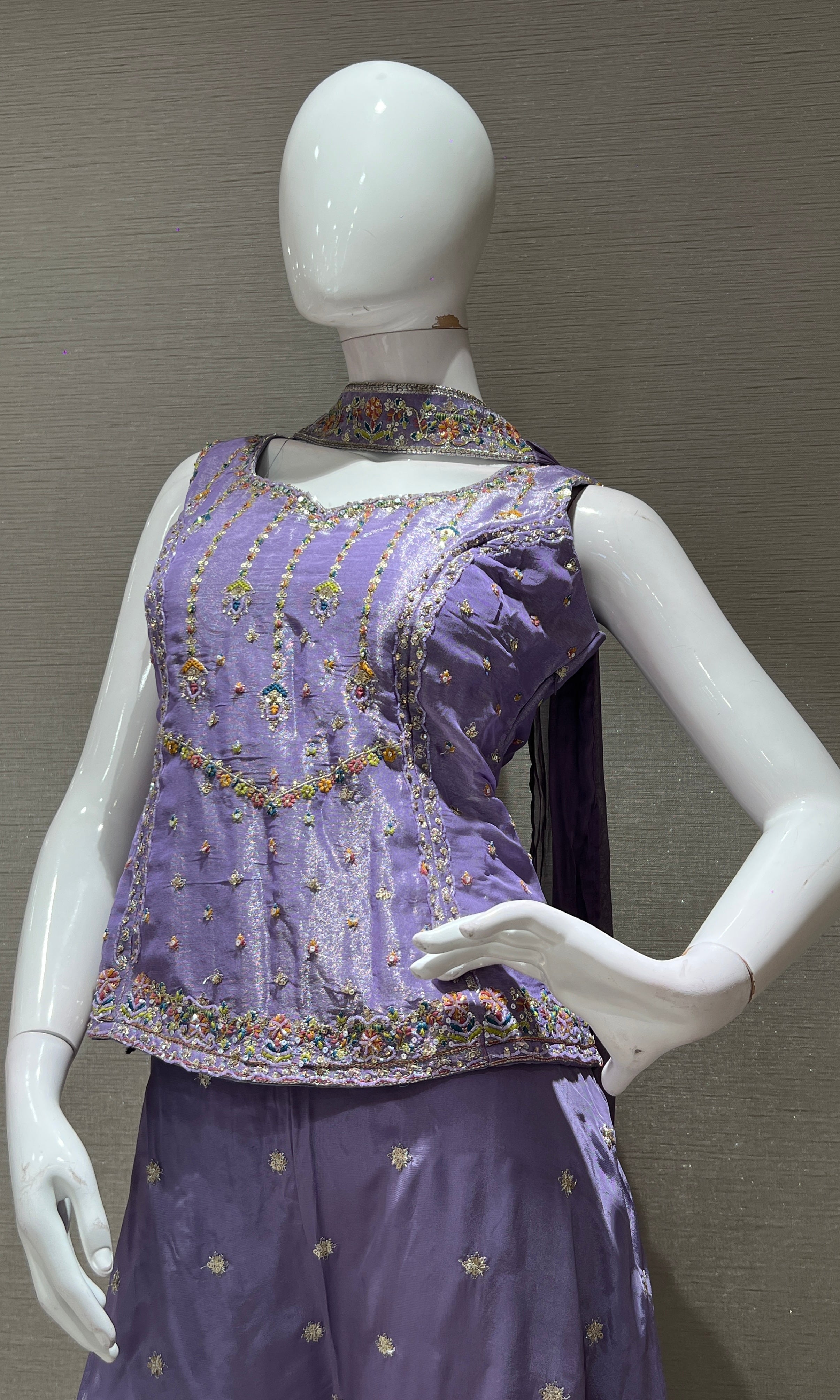 Purple EMBROIDERED SHARARA SET