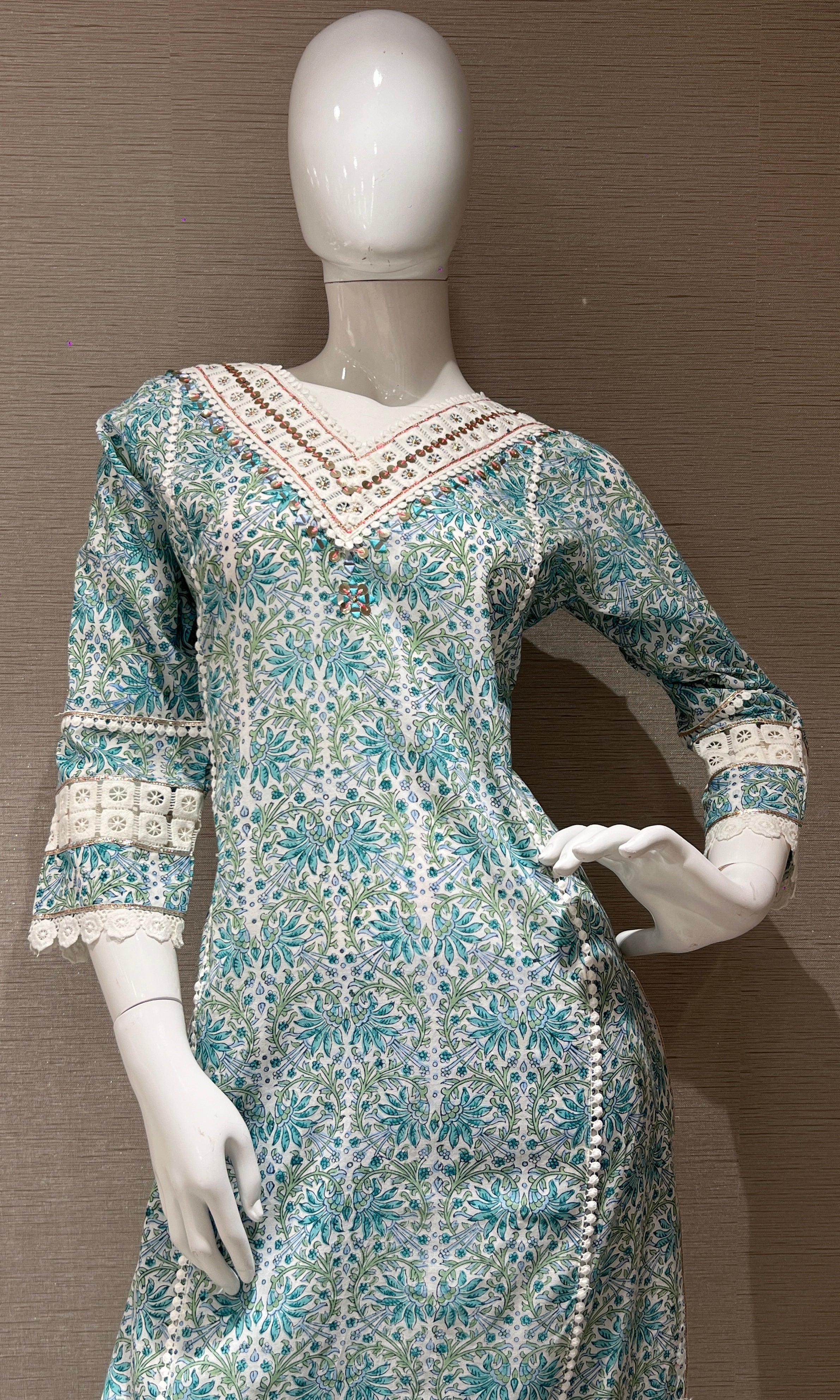 Blue cotton kurta set 3223
