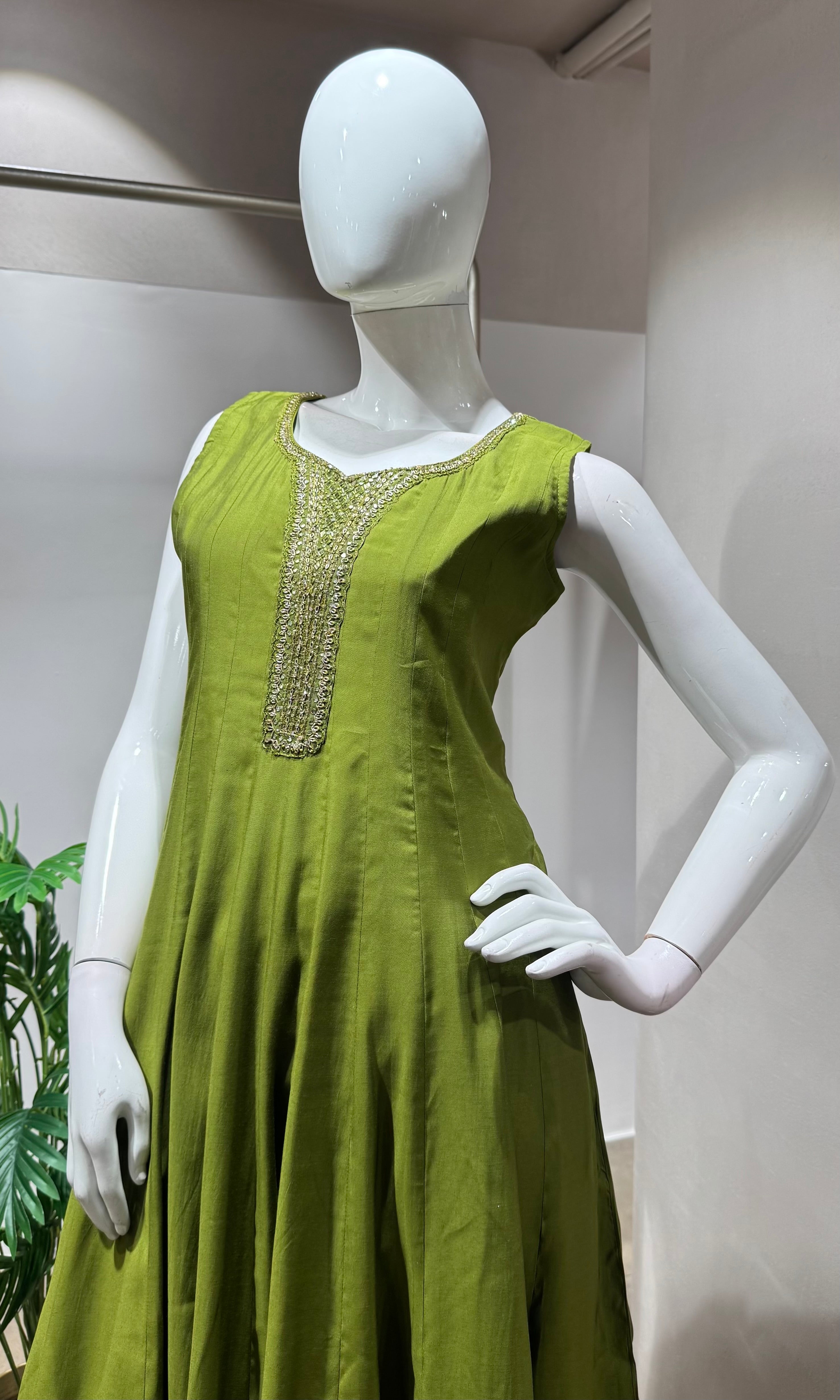 Green ethnic anarkali set