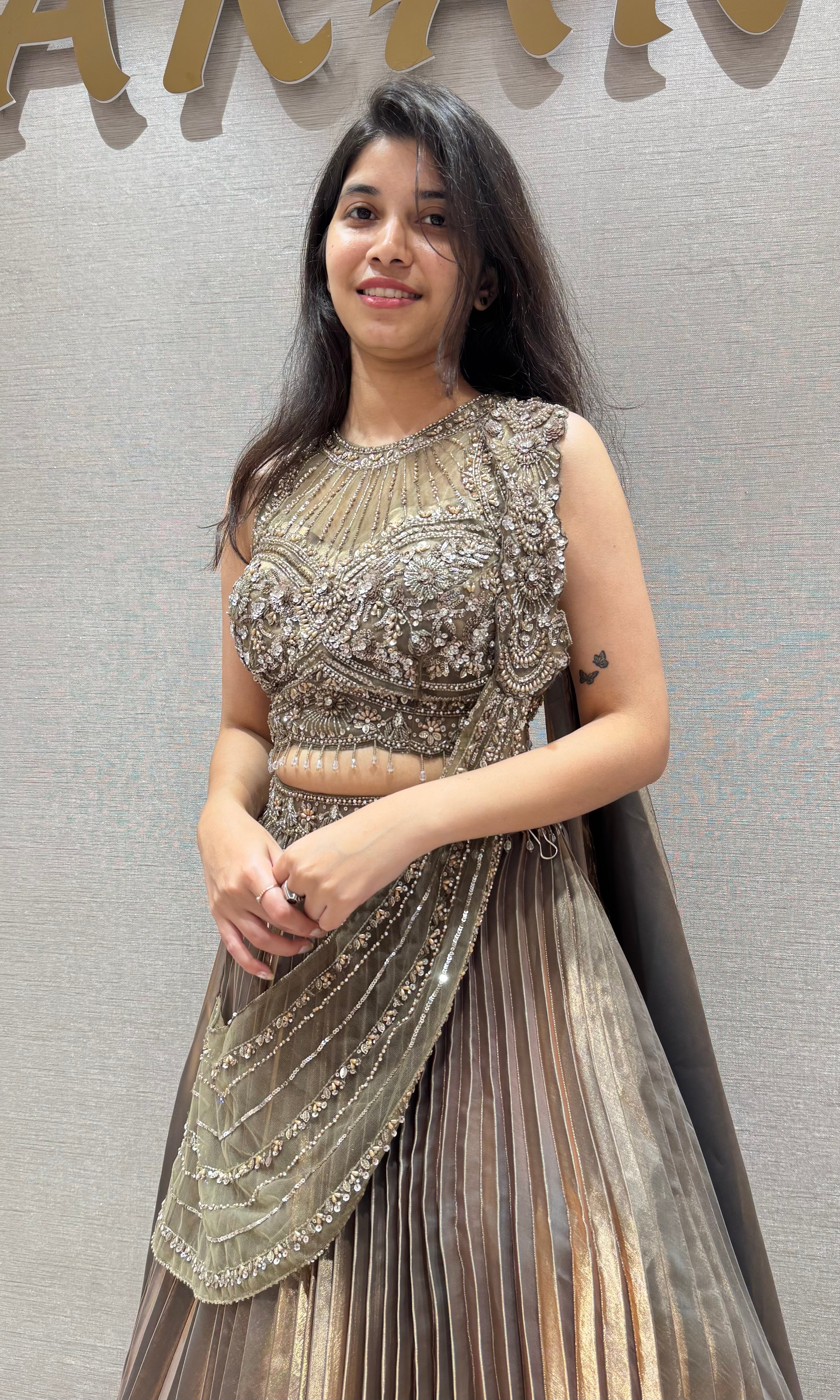 Green GLOW Lehenga WITH HALTER NECK BLOUSE