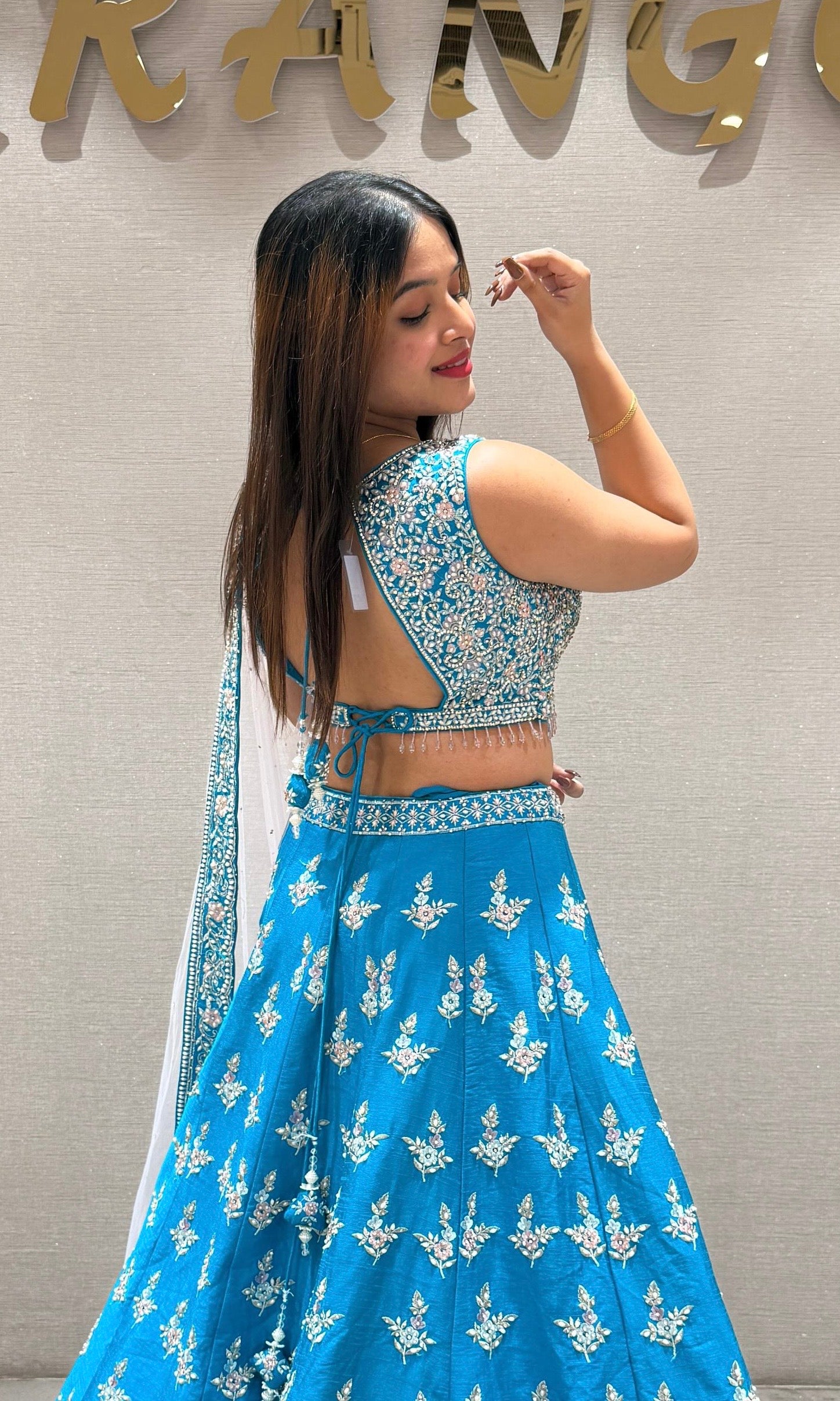 Rama blue Lehenga