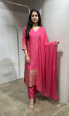 Pink Silk Kurta Set with Banarasi Border