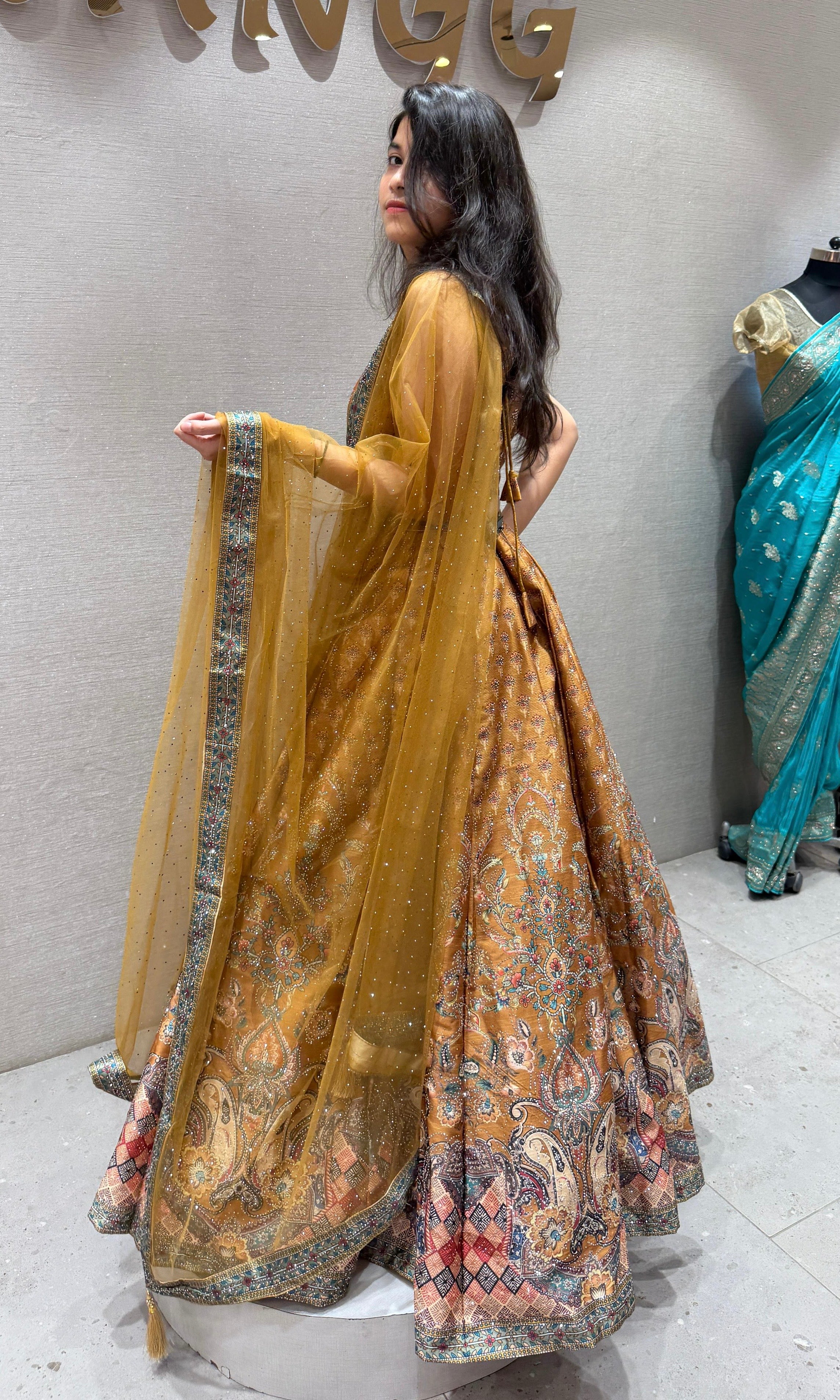 Marigold Brocade & Patchwork Lehenga