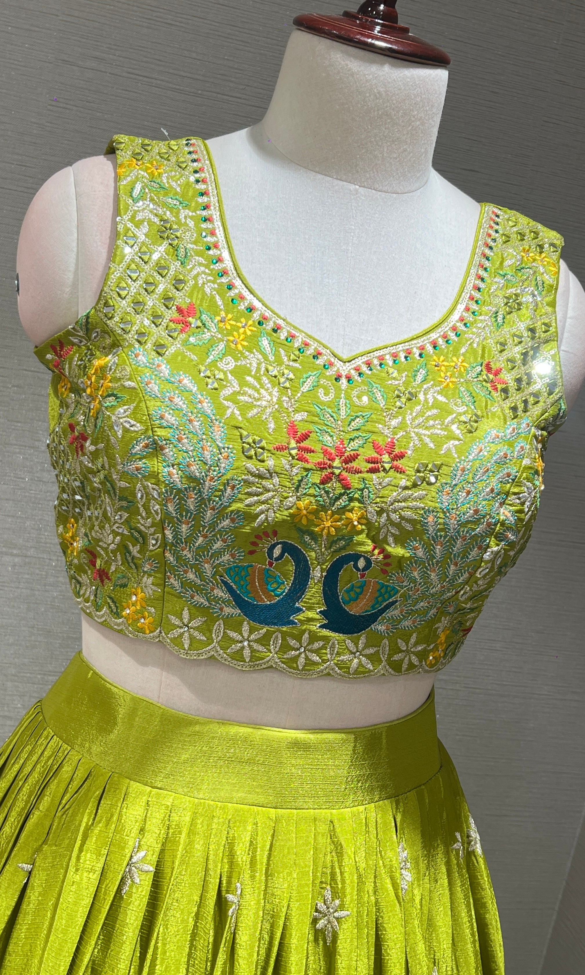Green Lehenga WITH PEACOCK DESIGN