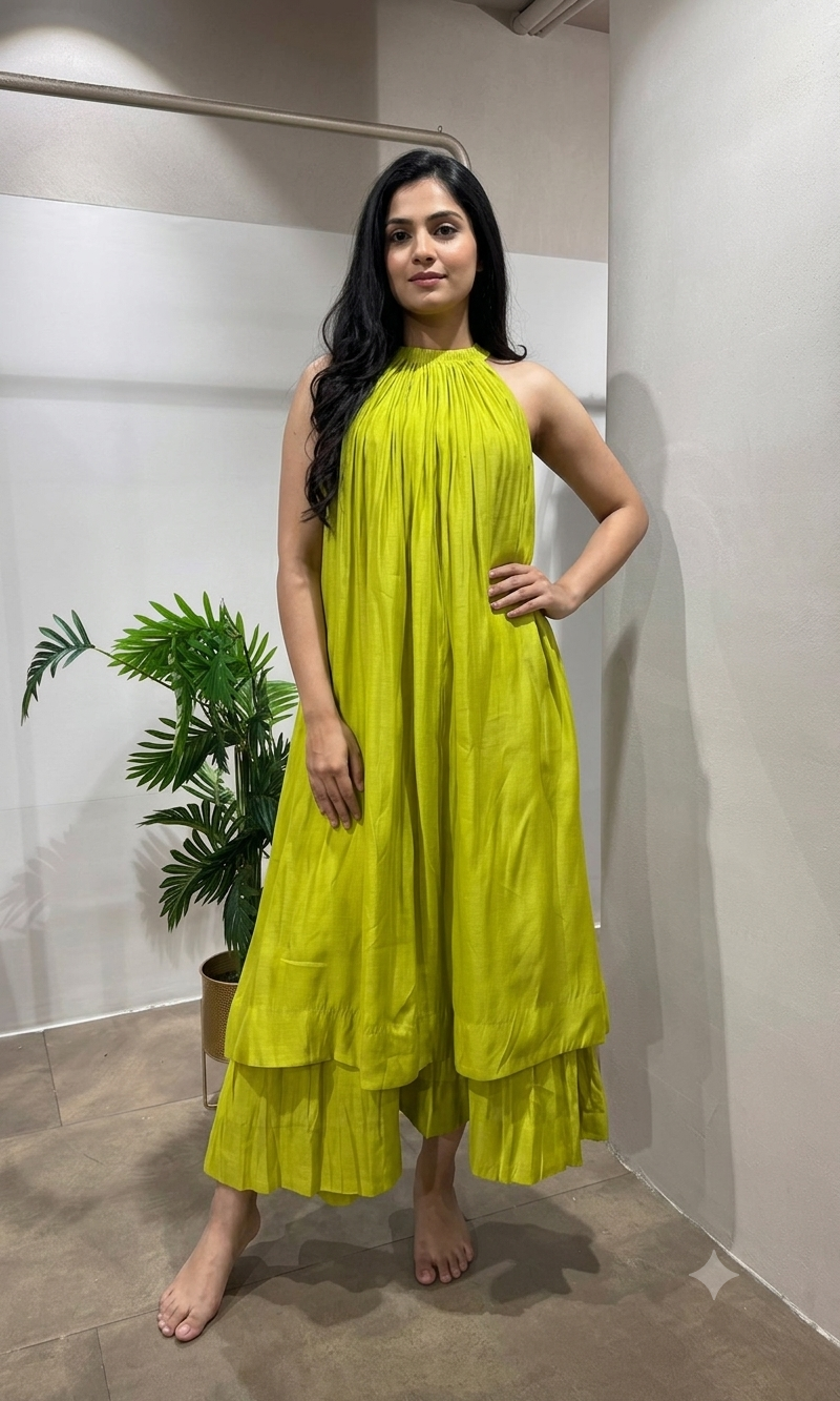 lime green halter dress Maxi Size Large Cut out Waist High Slit Partially Lined DETAILS SKU Valentina Chiffon Halter Maxi Dress
