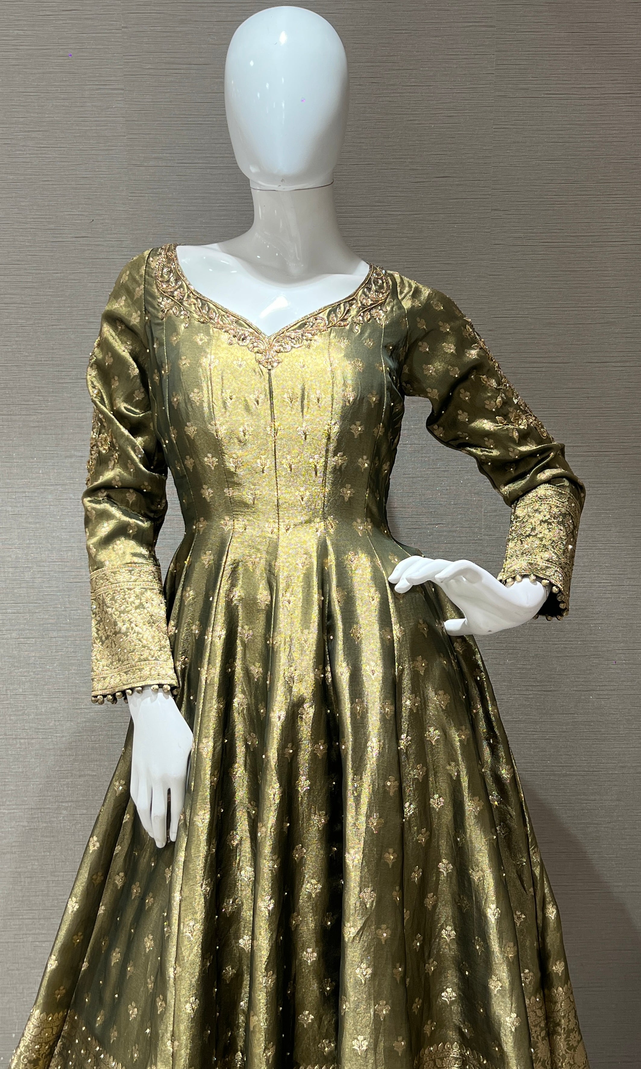 Green Anarkali kurta set with palazzo pants