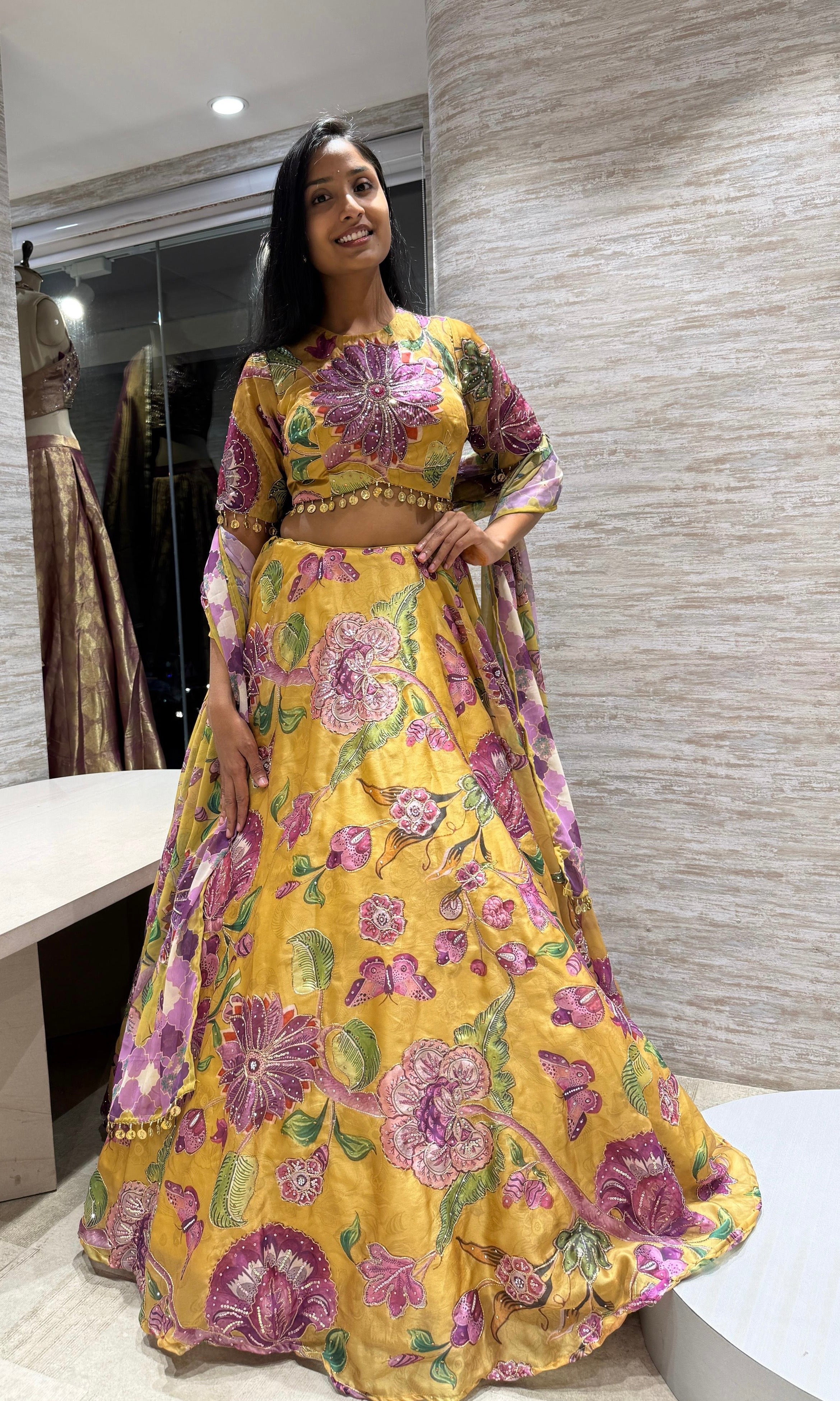 LIGHT Yellow Floral Lehenga Set