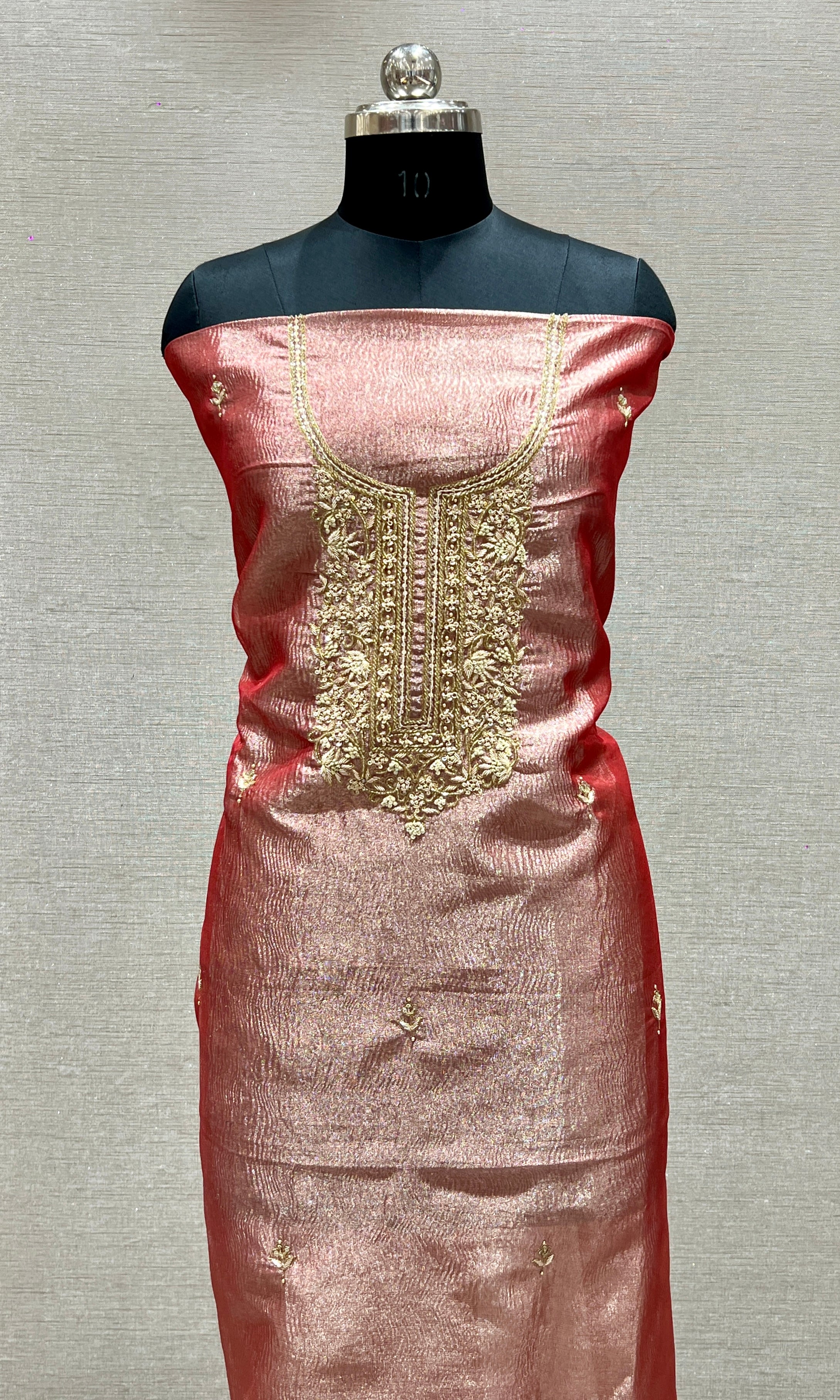 shimmery Red dress material