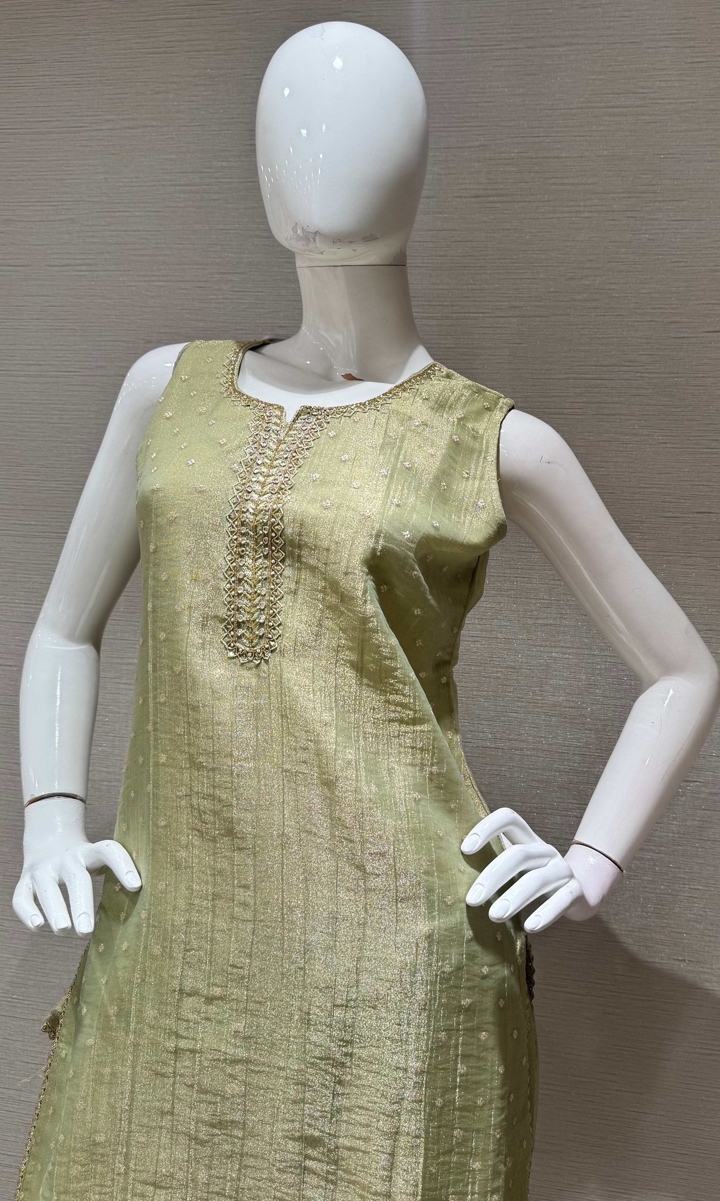 Pista Green Embroidered kurta set