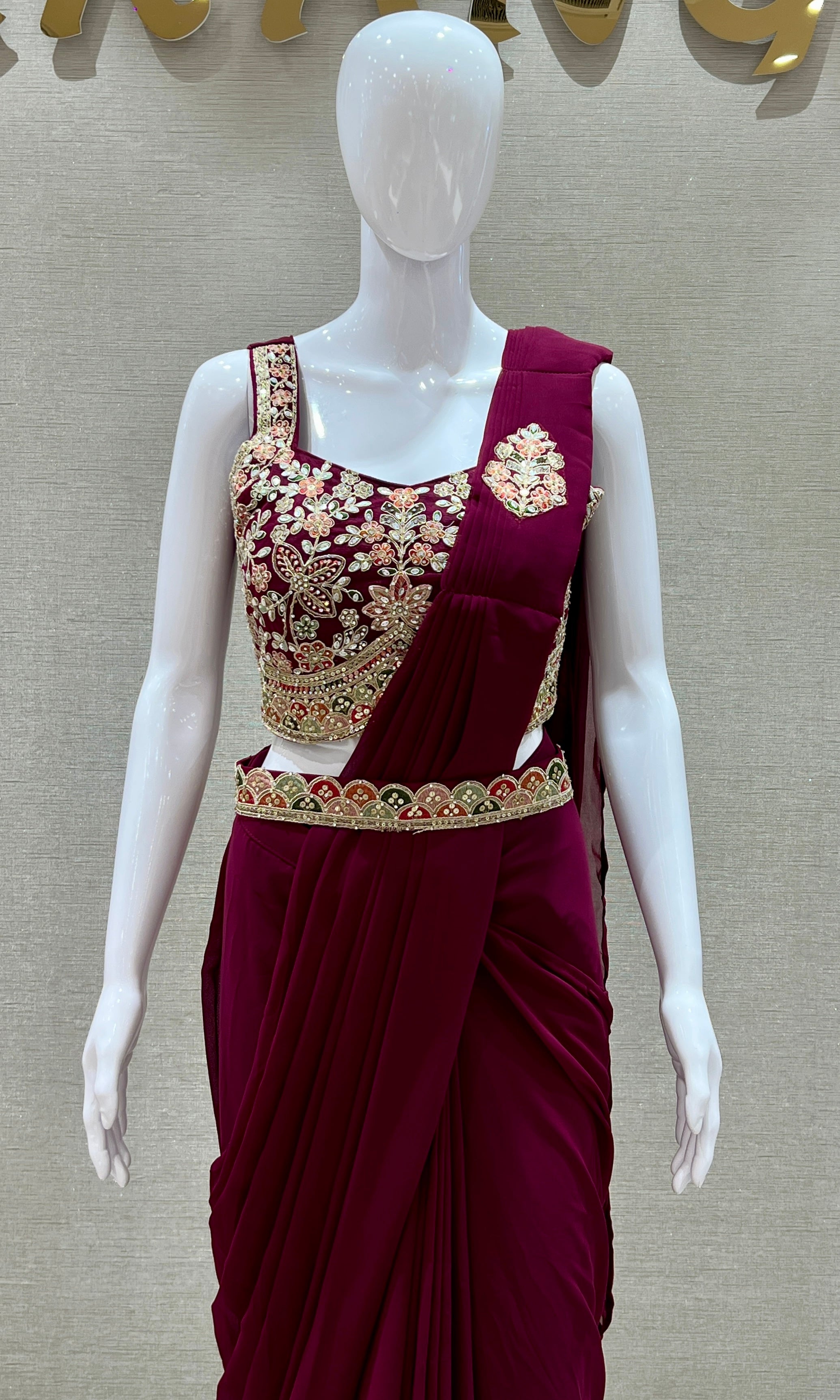 Wine one minute saree