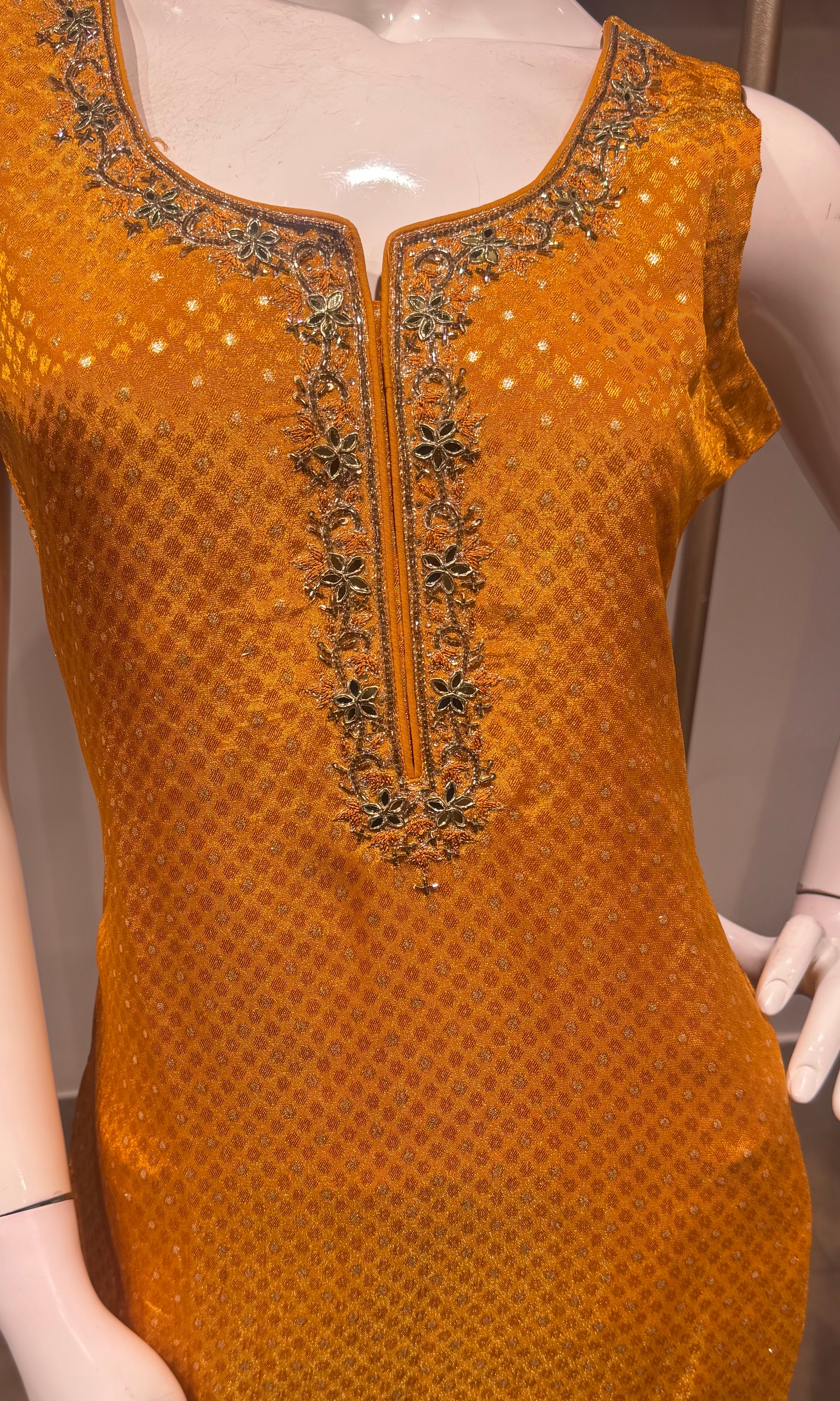 Mustard Yellow Banarasi Embroidered Kurta Set