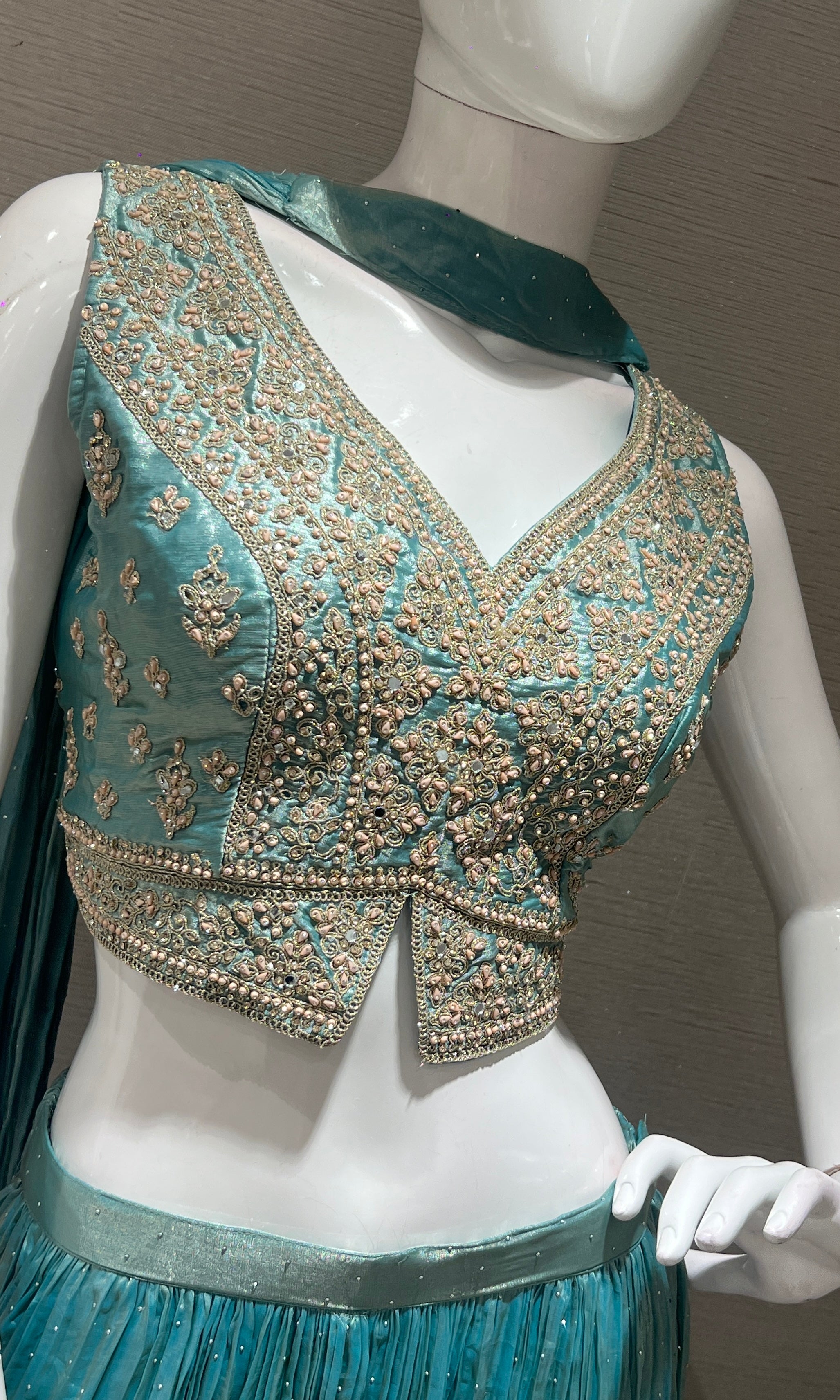 Sea blue EMBROIDERED palazzo SET