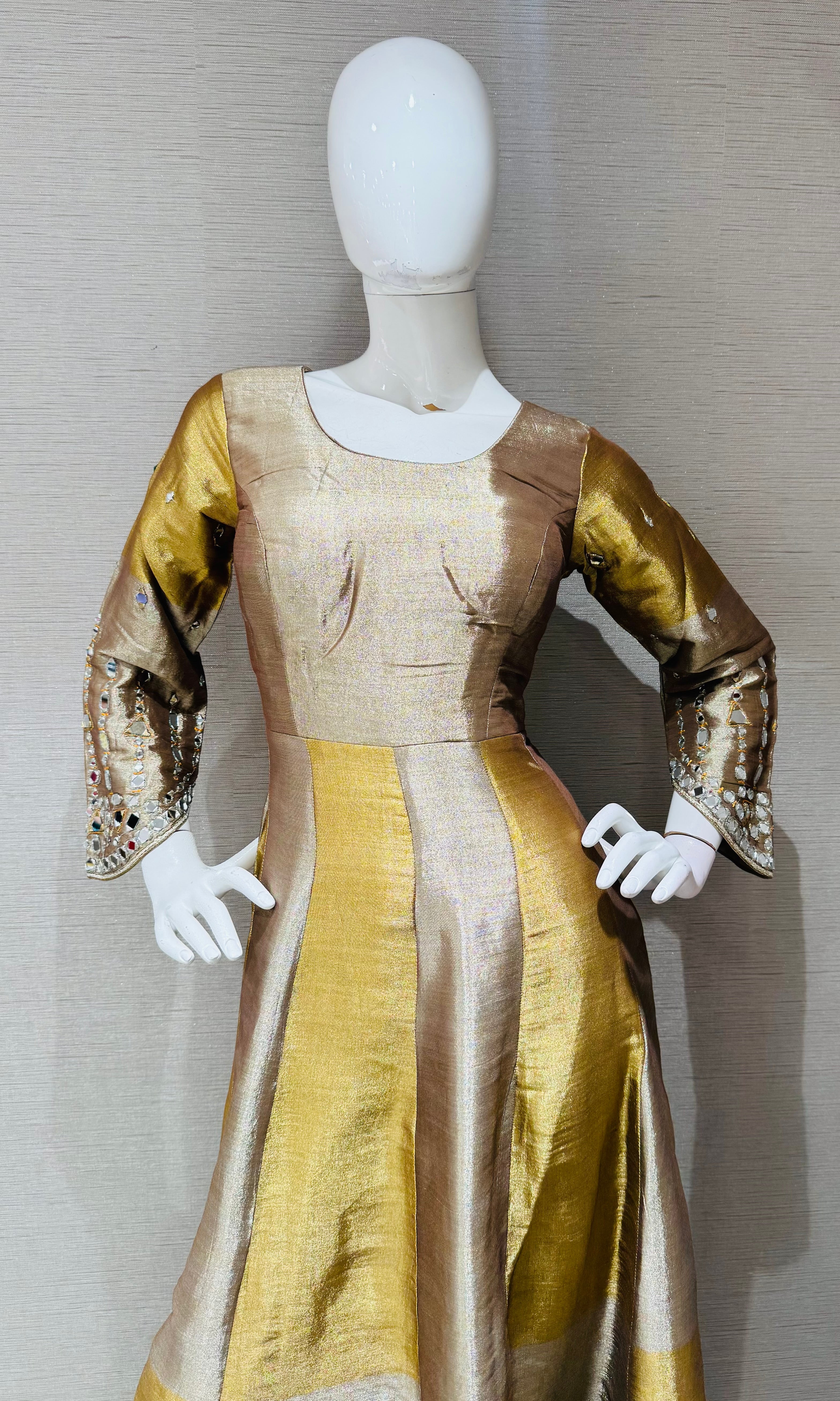 Gold and Silver Beagh Fusion Anarkali with coat