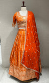 Orange Lehenga with Golden embroidery