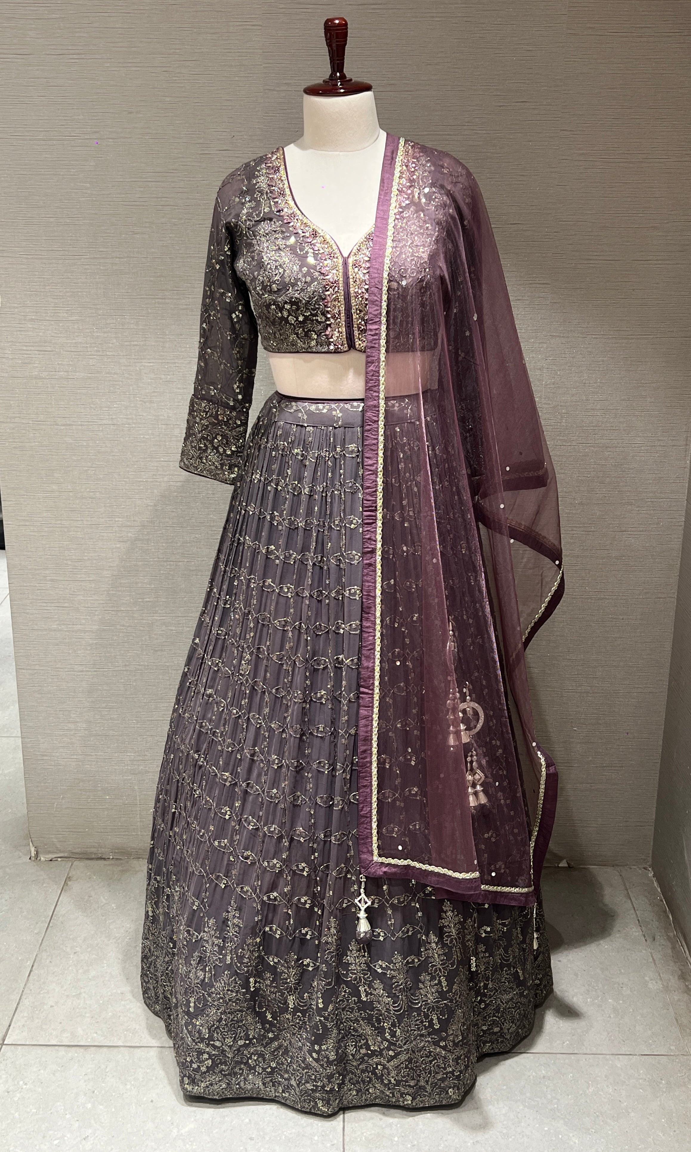 Lilac Intricate Embroidered Lehenga