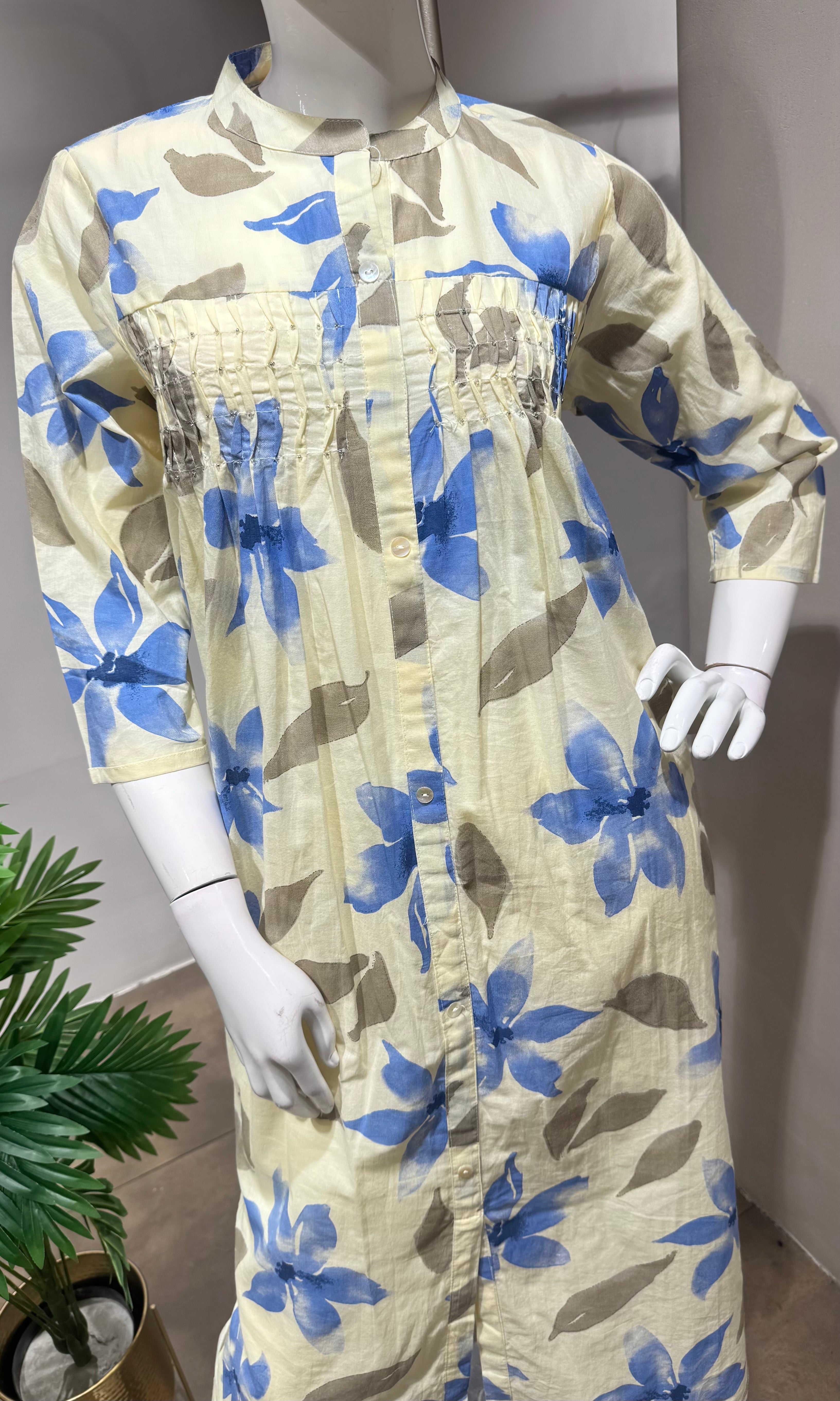 Blue floral spring summer kurta set