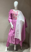 Purple mul Chanderi Anarkali kurta set