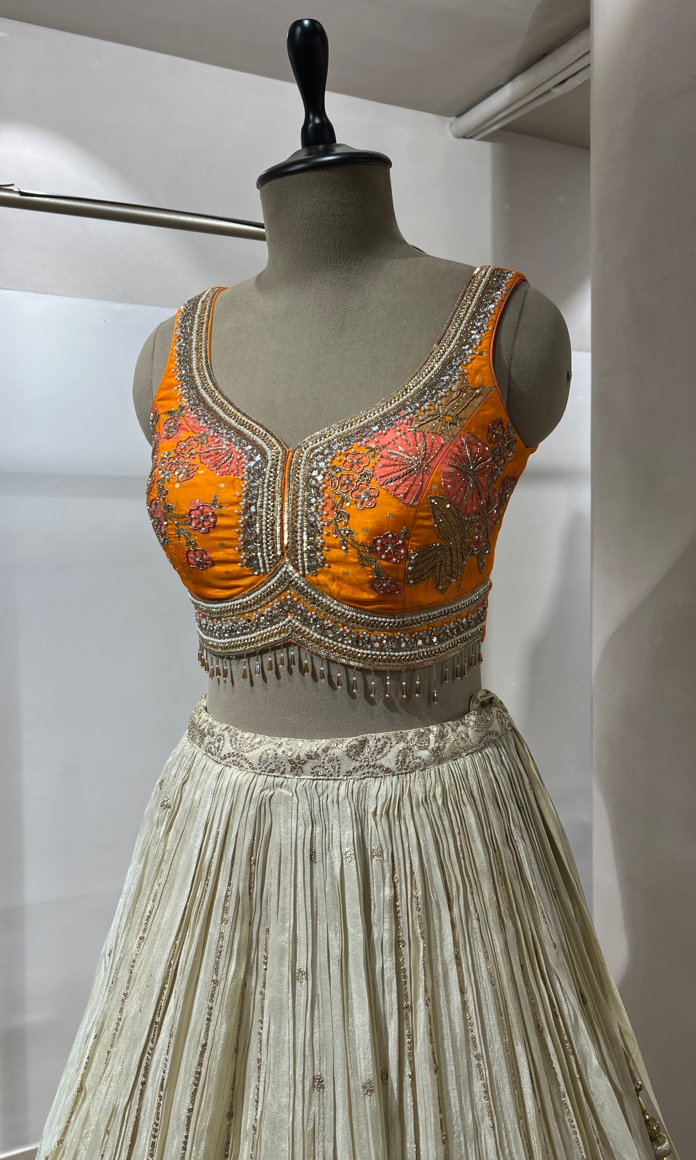 ORANGE EMBELLISHED LEHENGA
