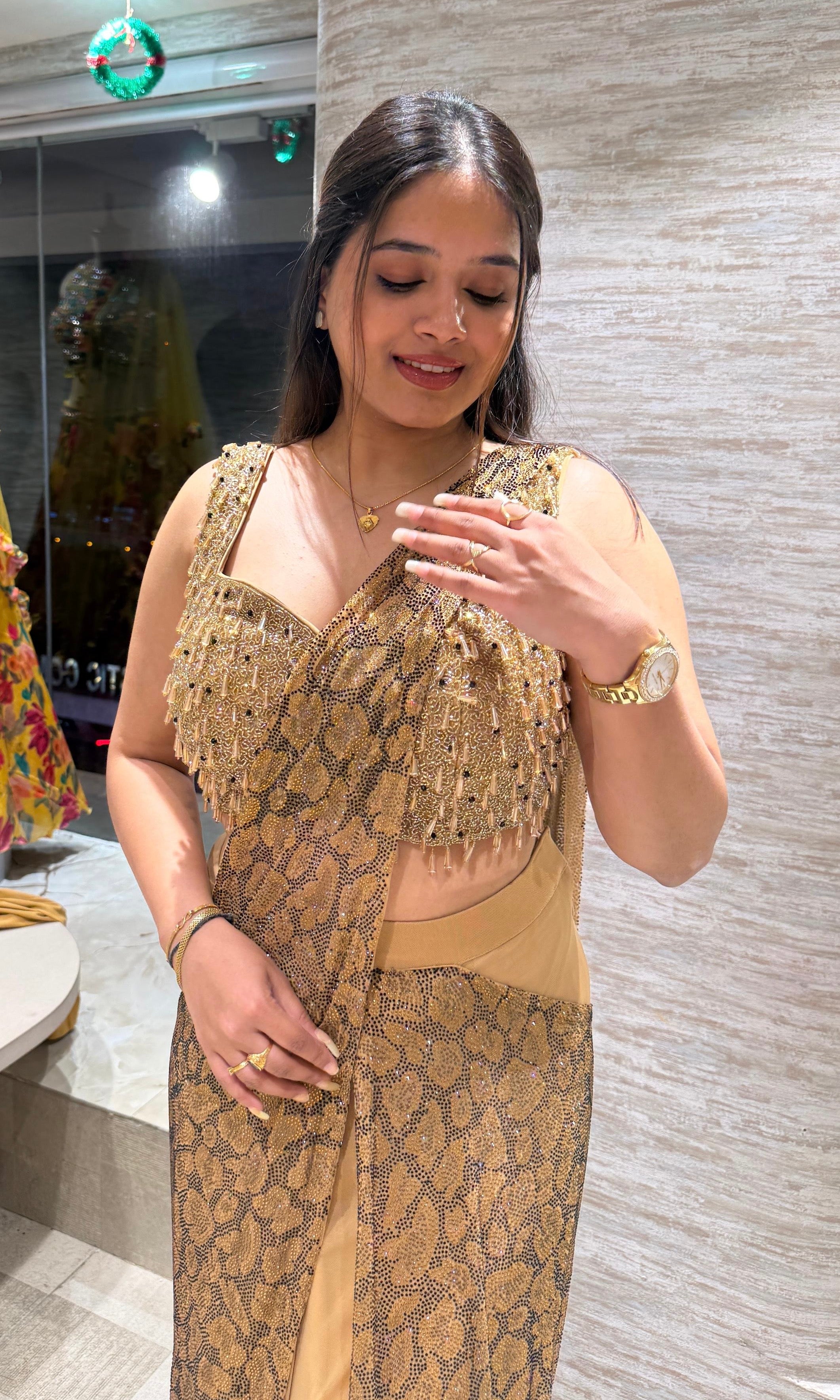 Chikoo GOLDEN drape saree