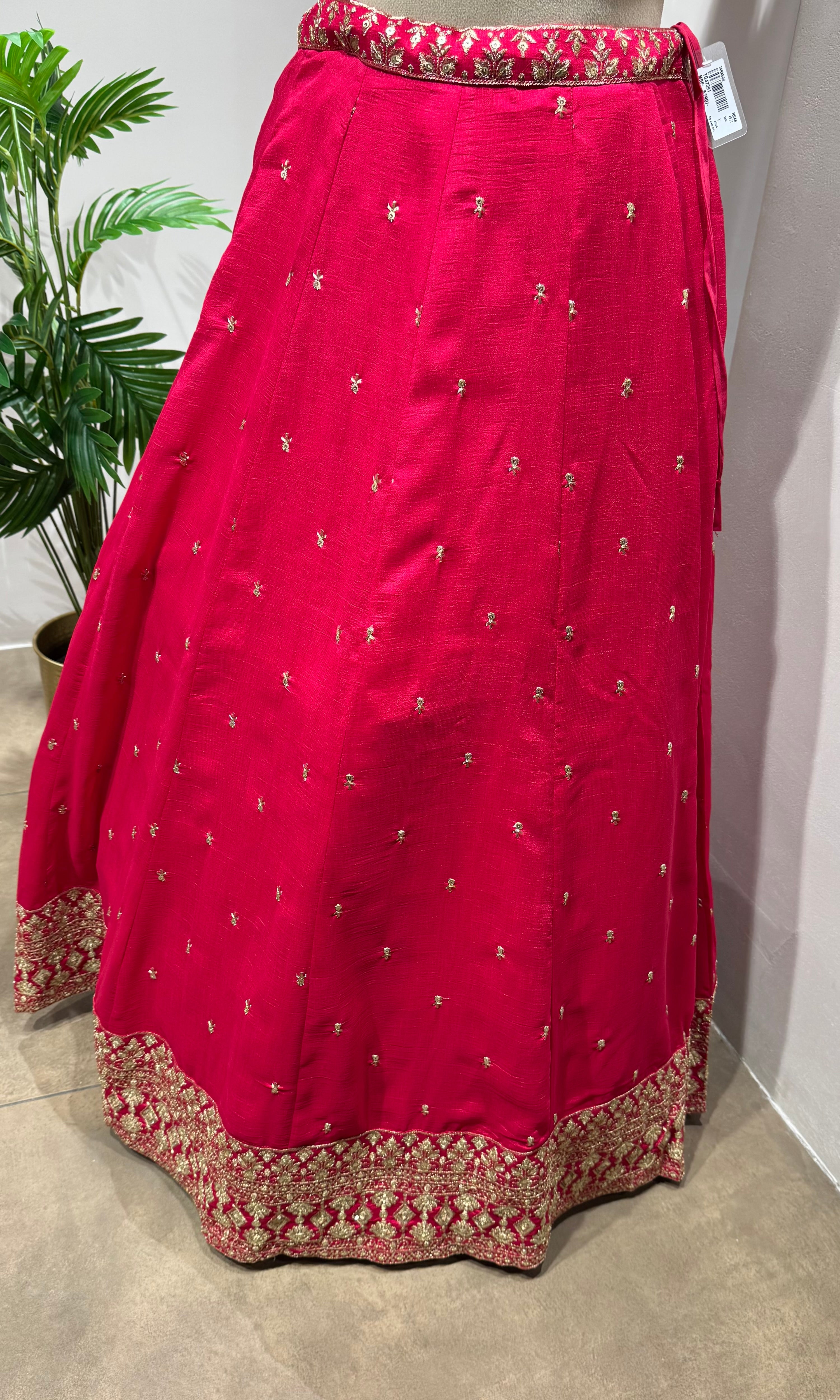Rani Pink Raw Silk Embroidered Lehenga Set
