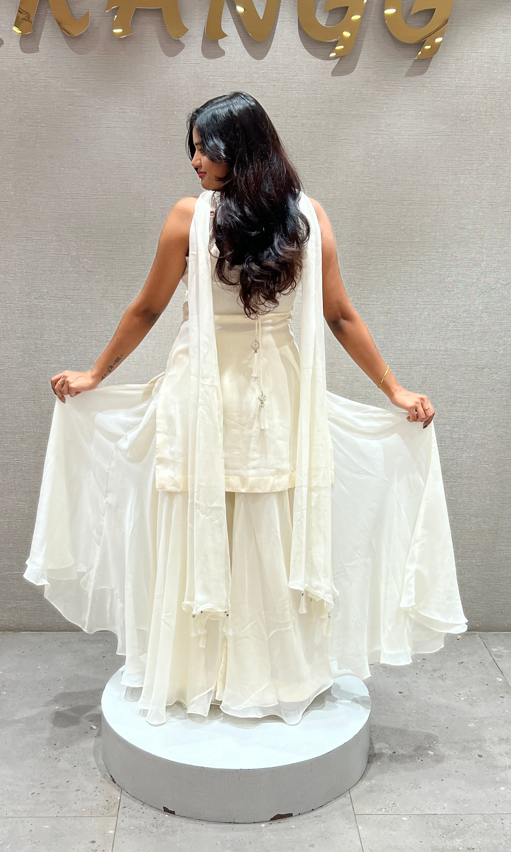 Ivory Cream Embellished Sharara set