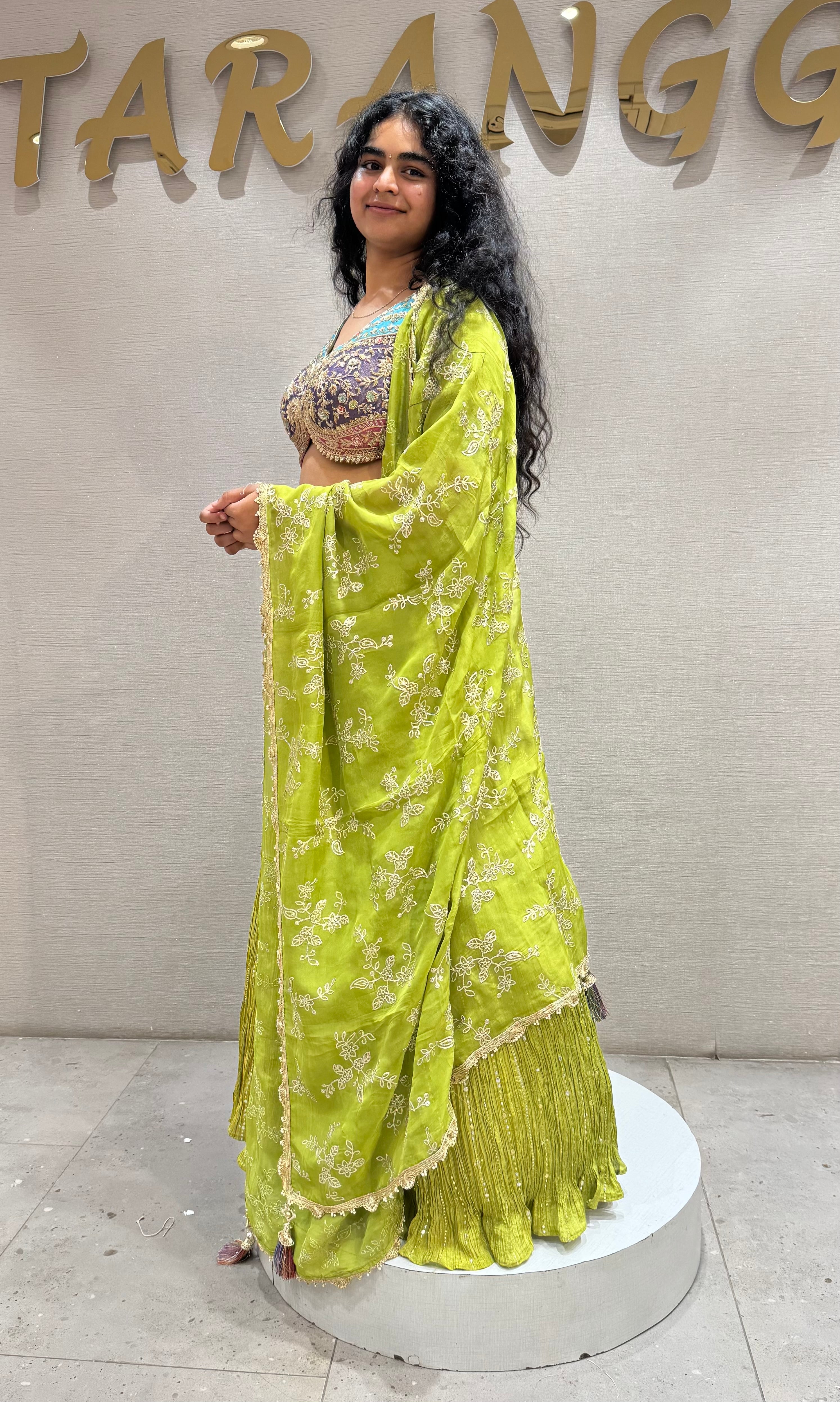 Parrot Green Intricate Embroidered Lehenga