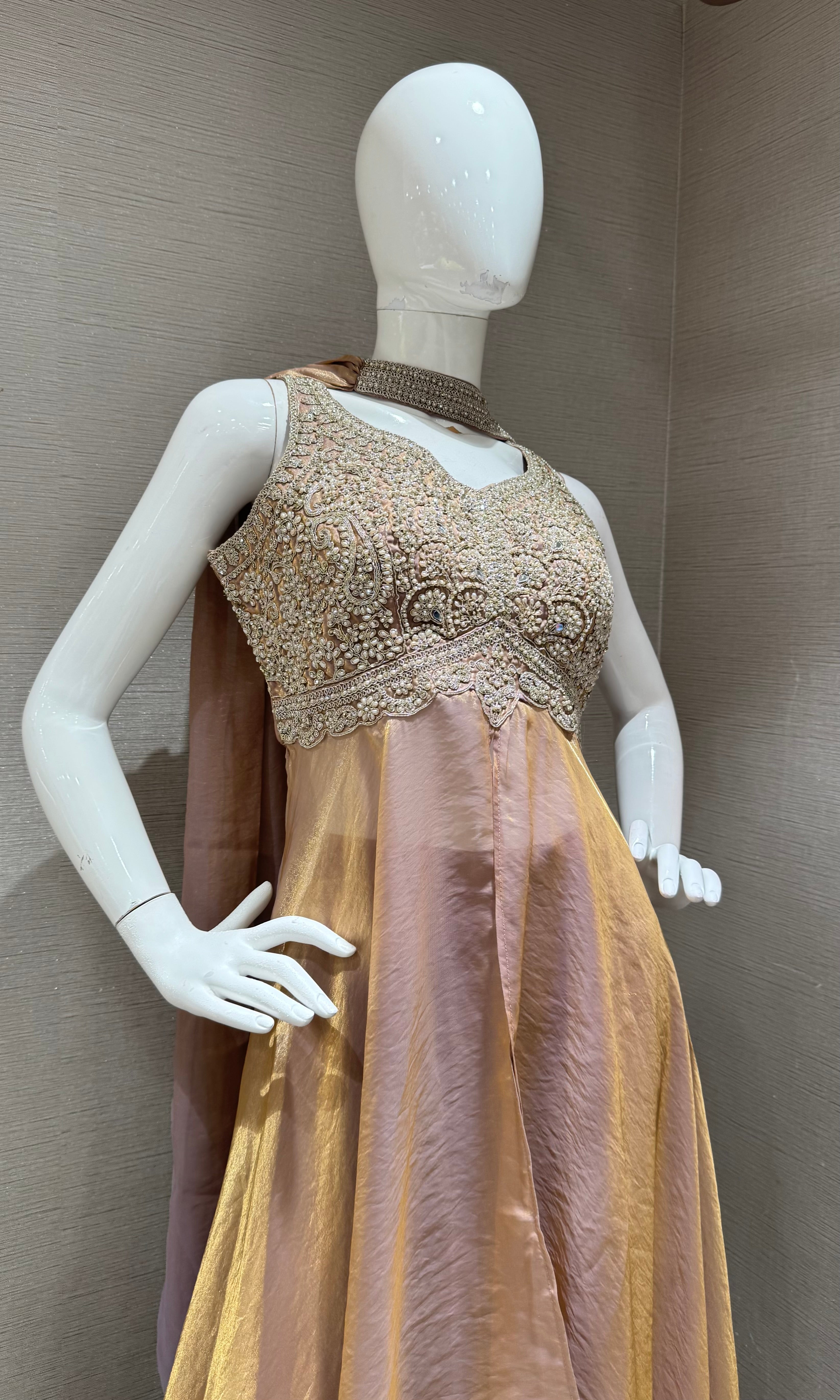 Moee Shimmer Tissue Anarkali & Palazzo set