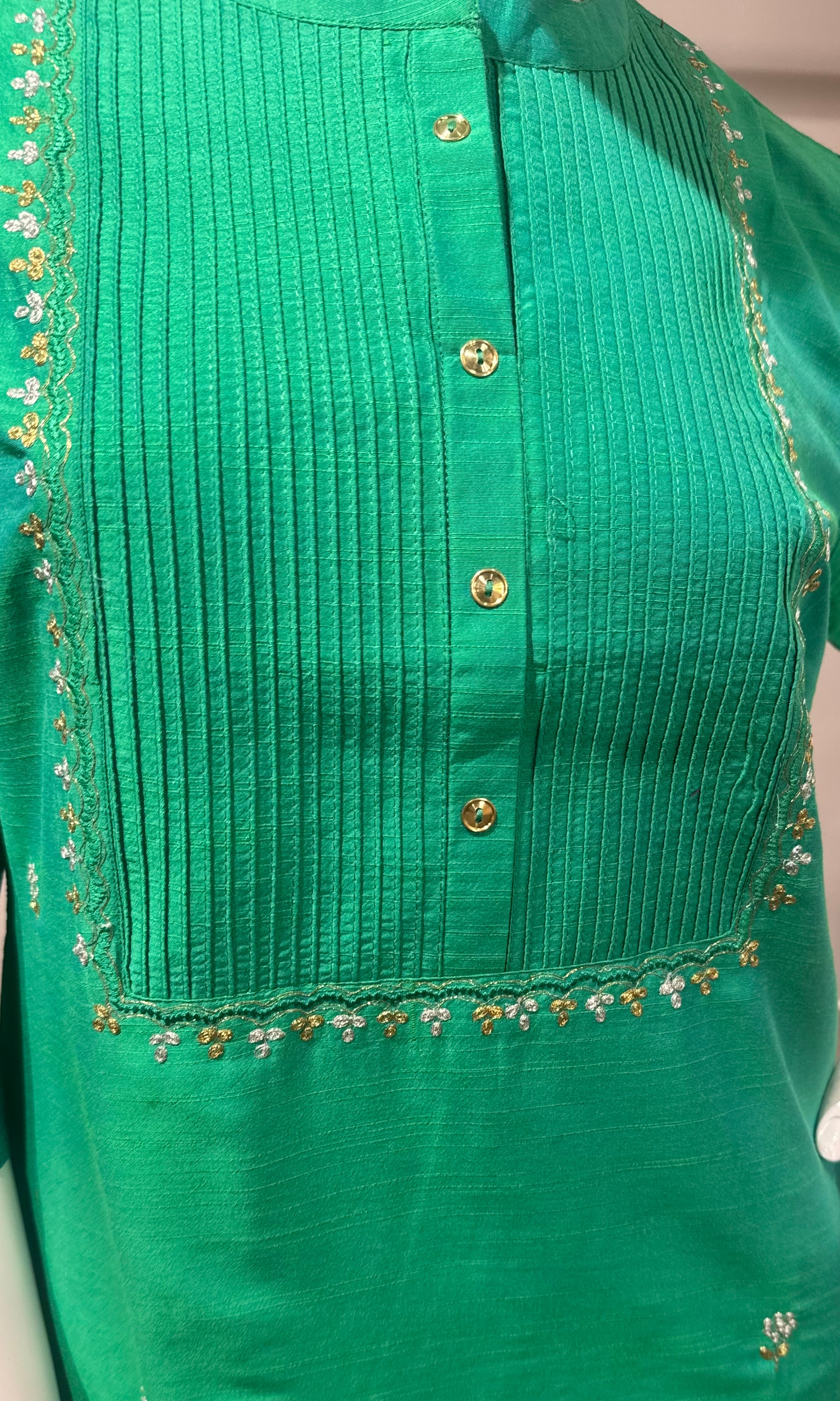Green Chanderi Silk Kurta Set with Dupatta