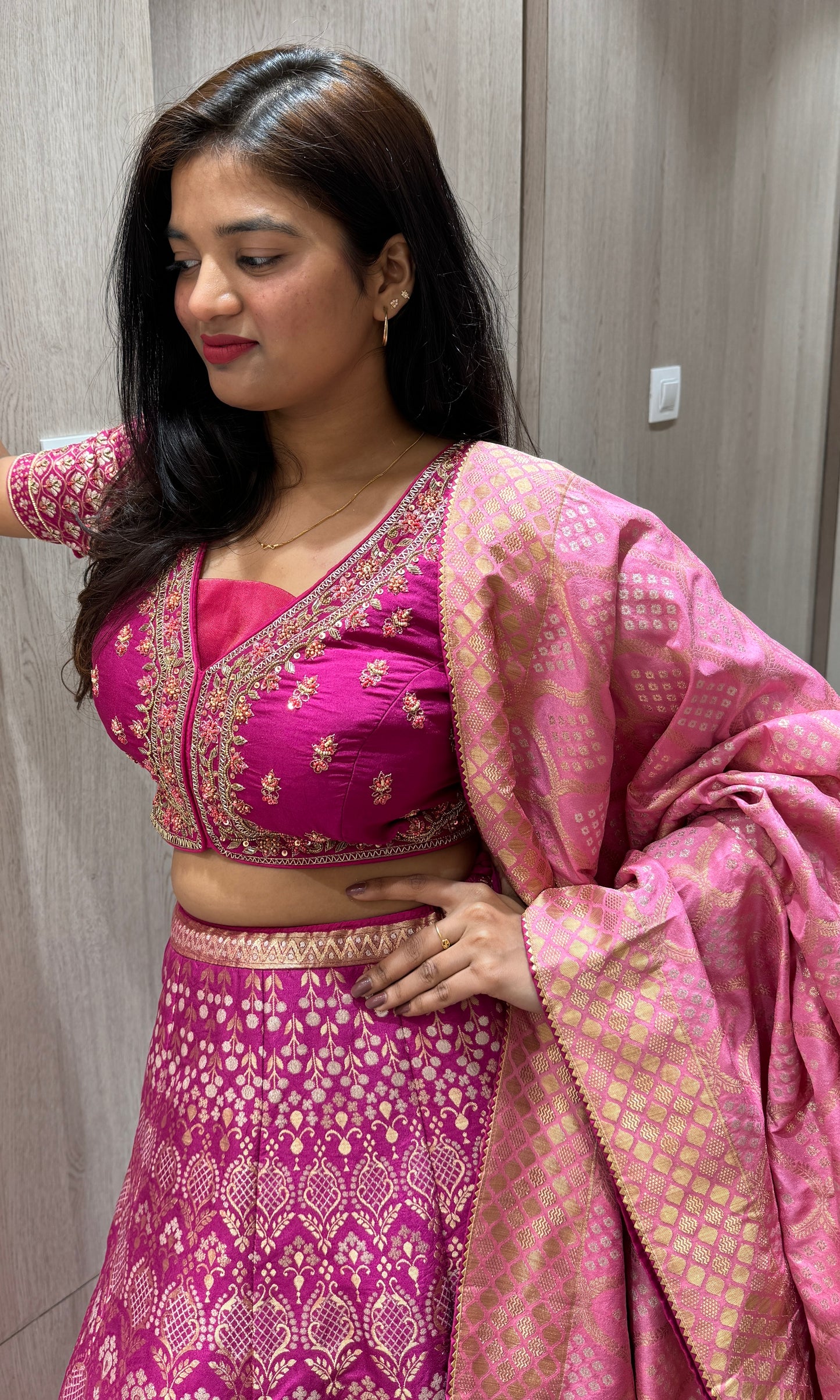 🌺Pink Lehanga with Banarasi dupatta 🌺