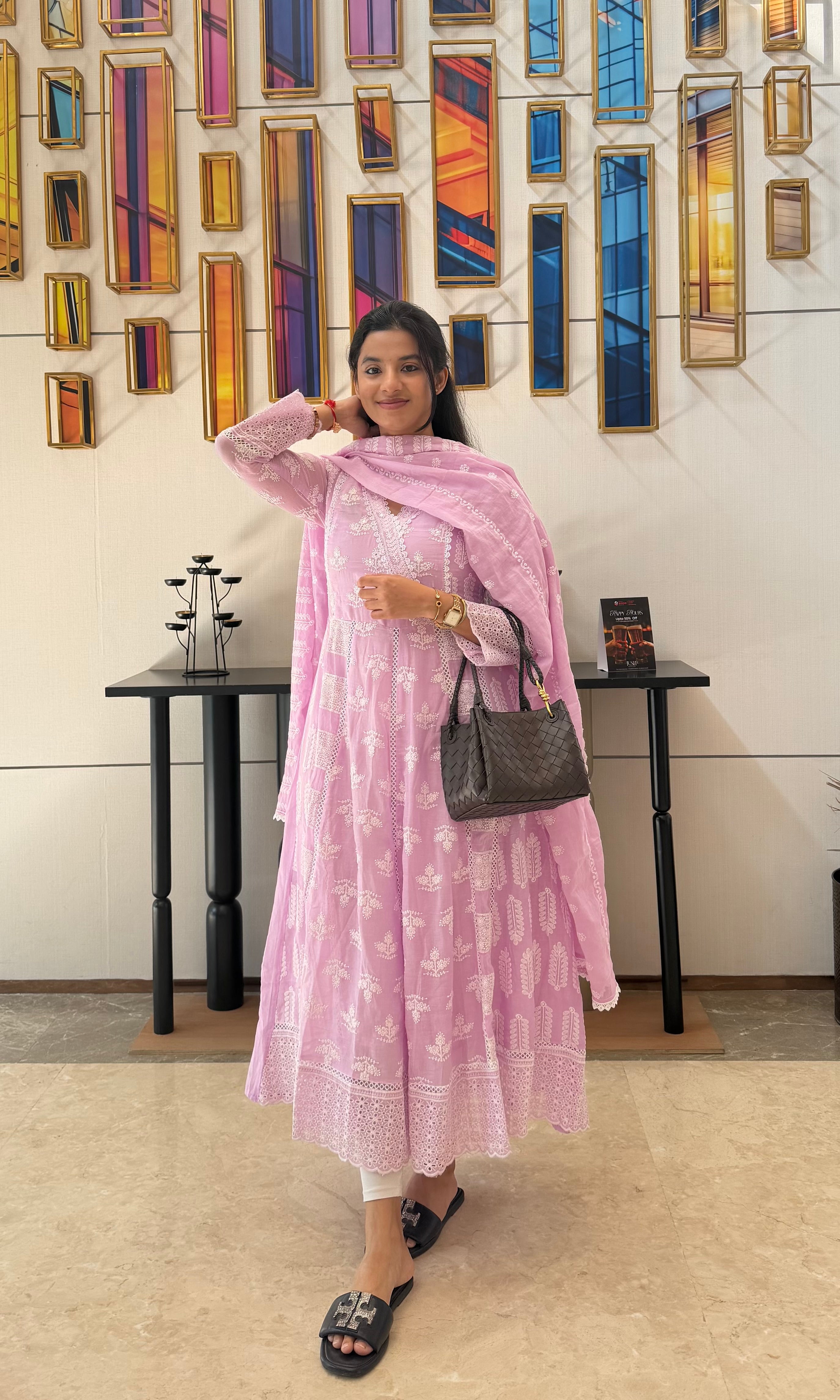 LAVENDER Chikankari Anarkali kurta set