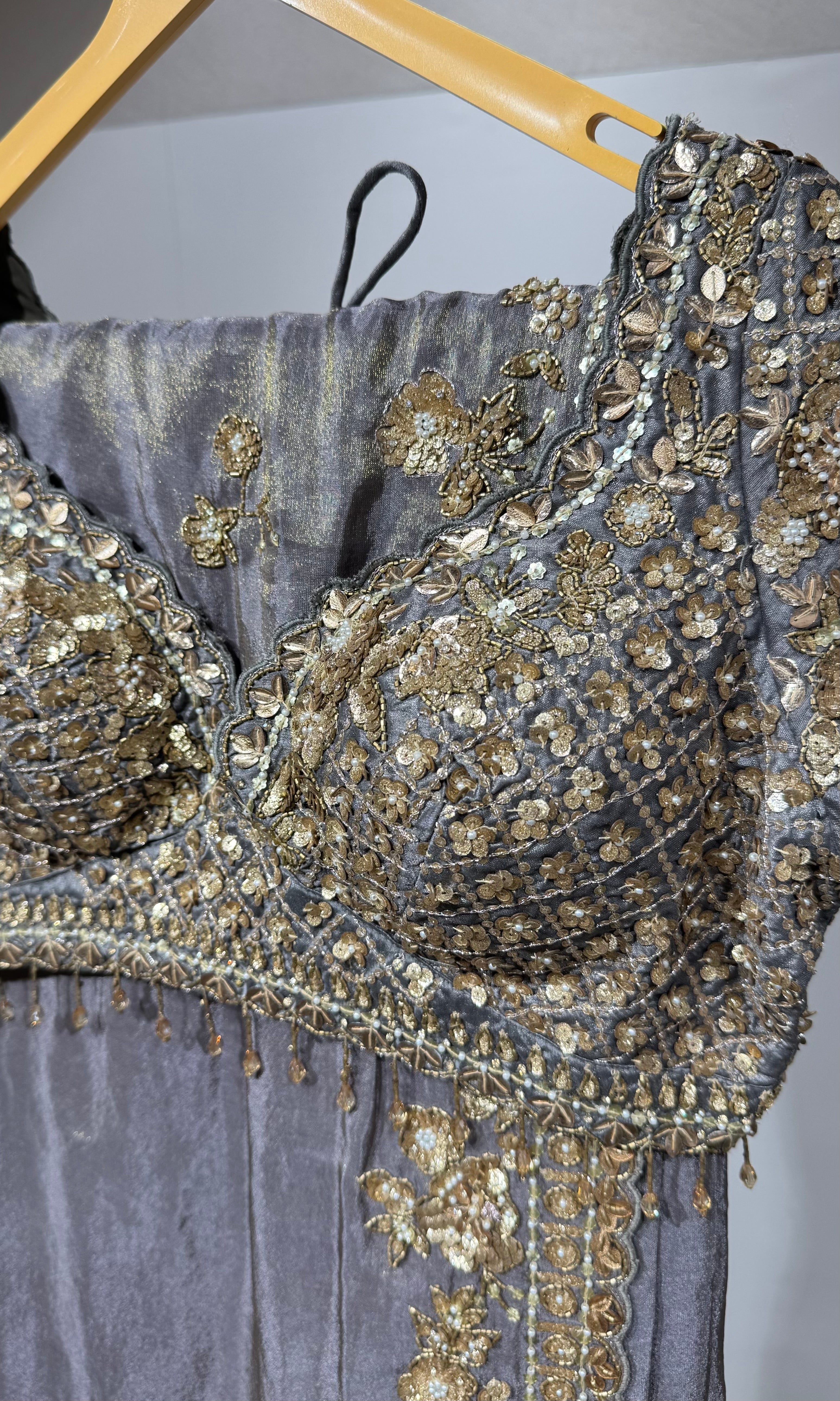 Grey Cutdana Embroidered Designer SAREE