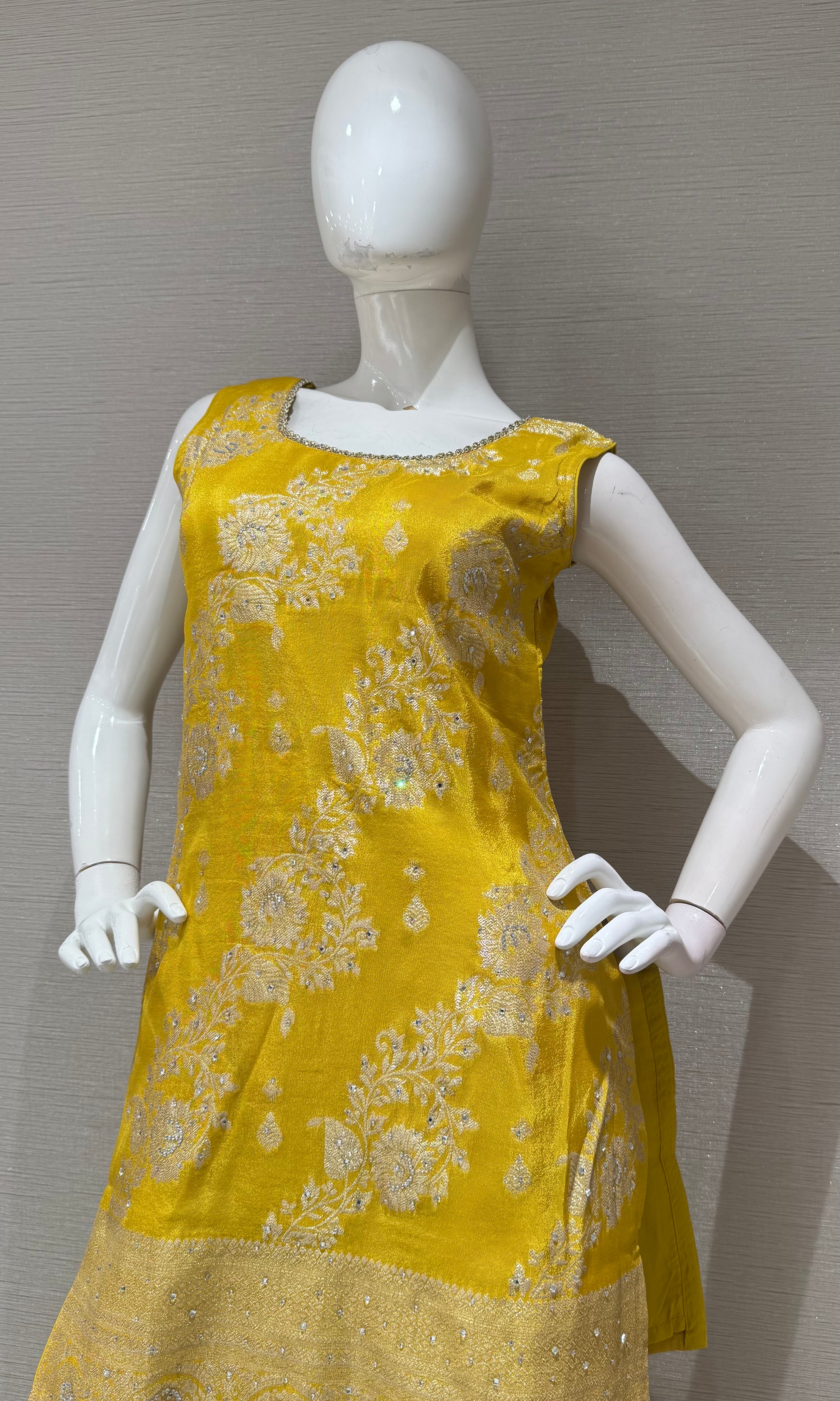 Vibrant Yellow Embroidered Sharara Set with Dupatta