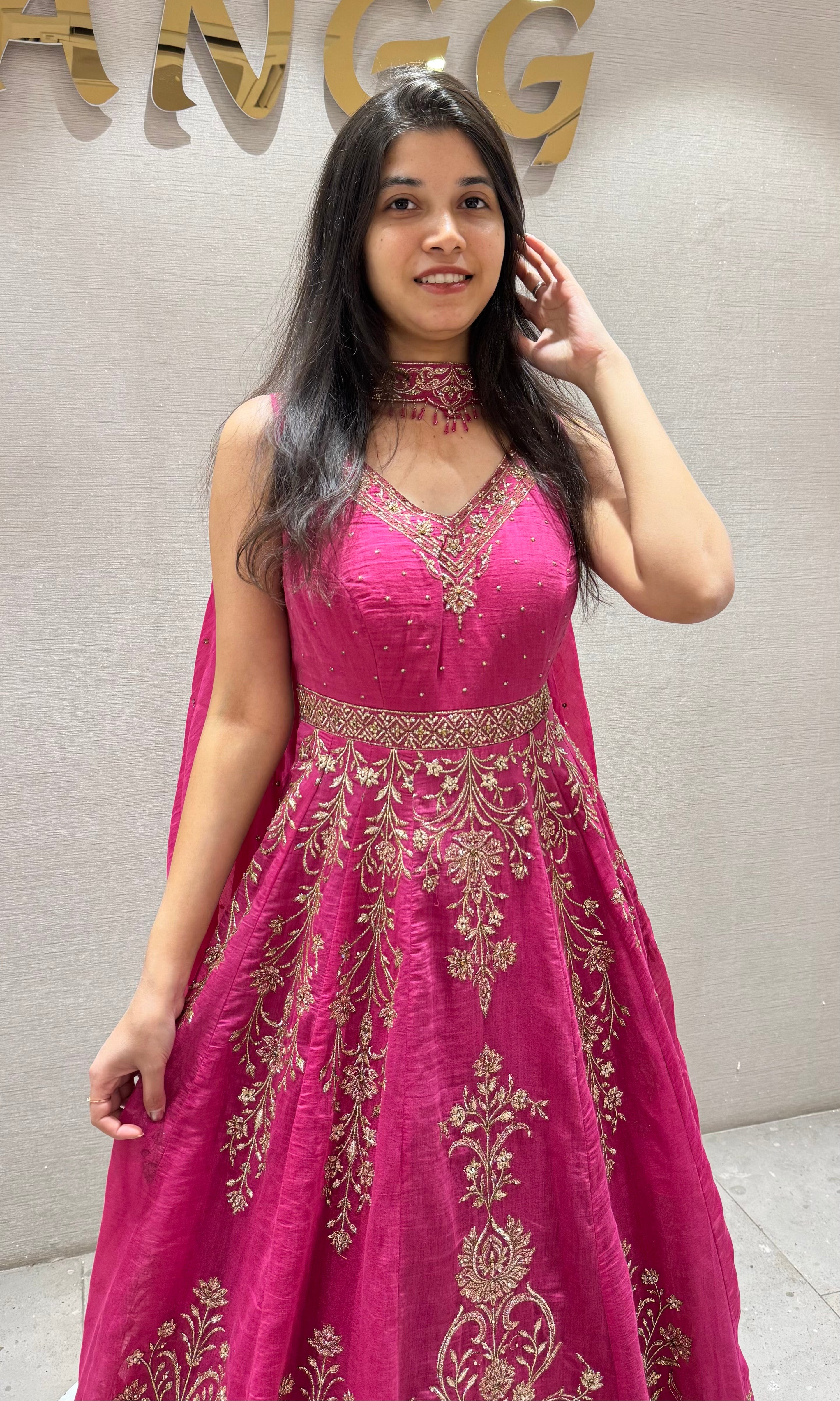 Rani Pink Georgette Anarkali DRESS