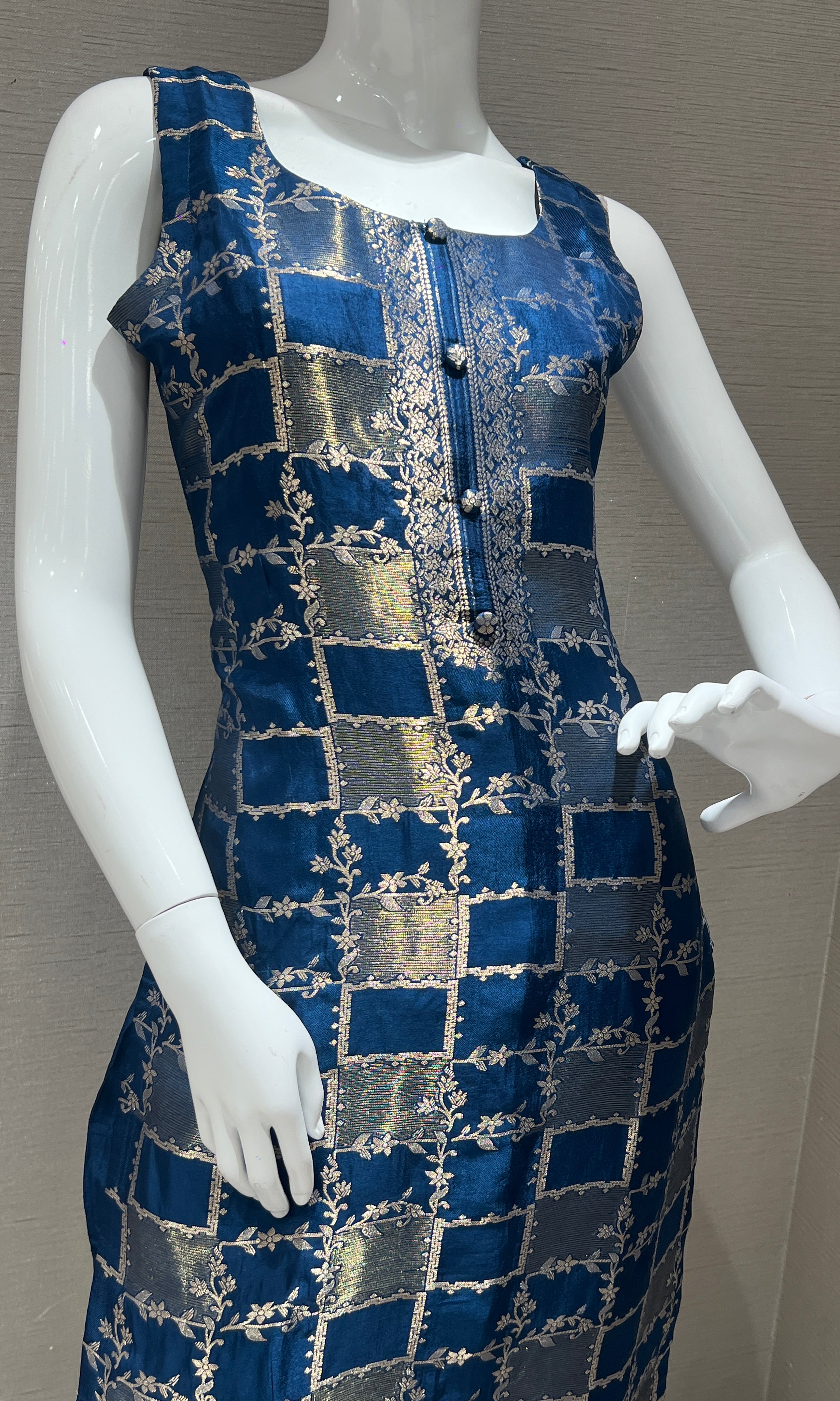 Blue kurta set Zari weaving 3333