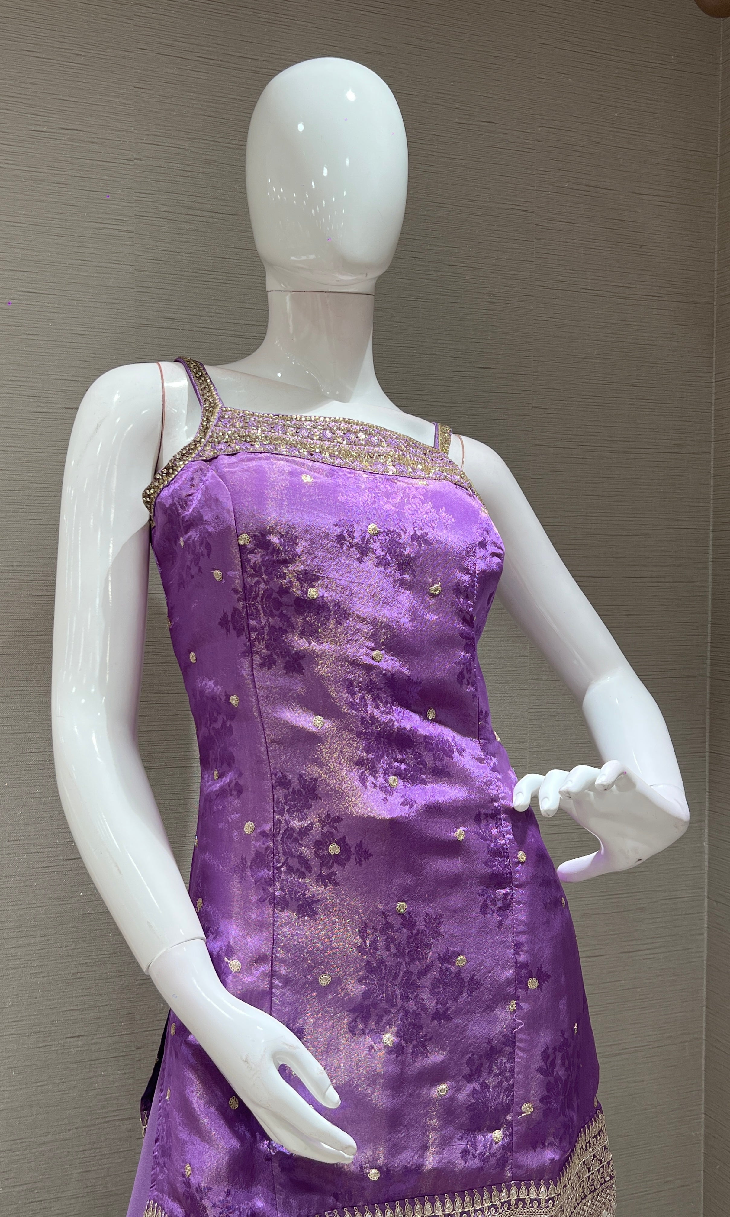 purple embroidery sharara with dupatta