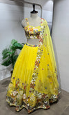 yellow floral embroidered lehenga set