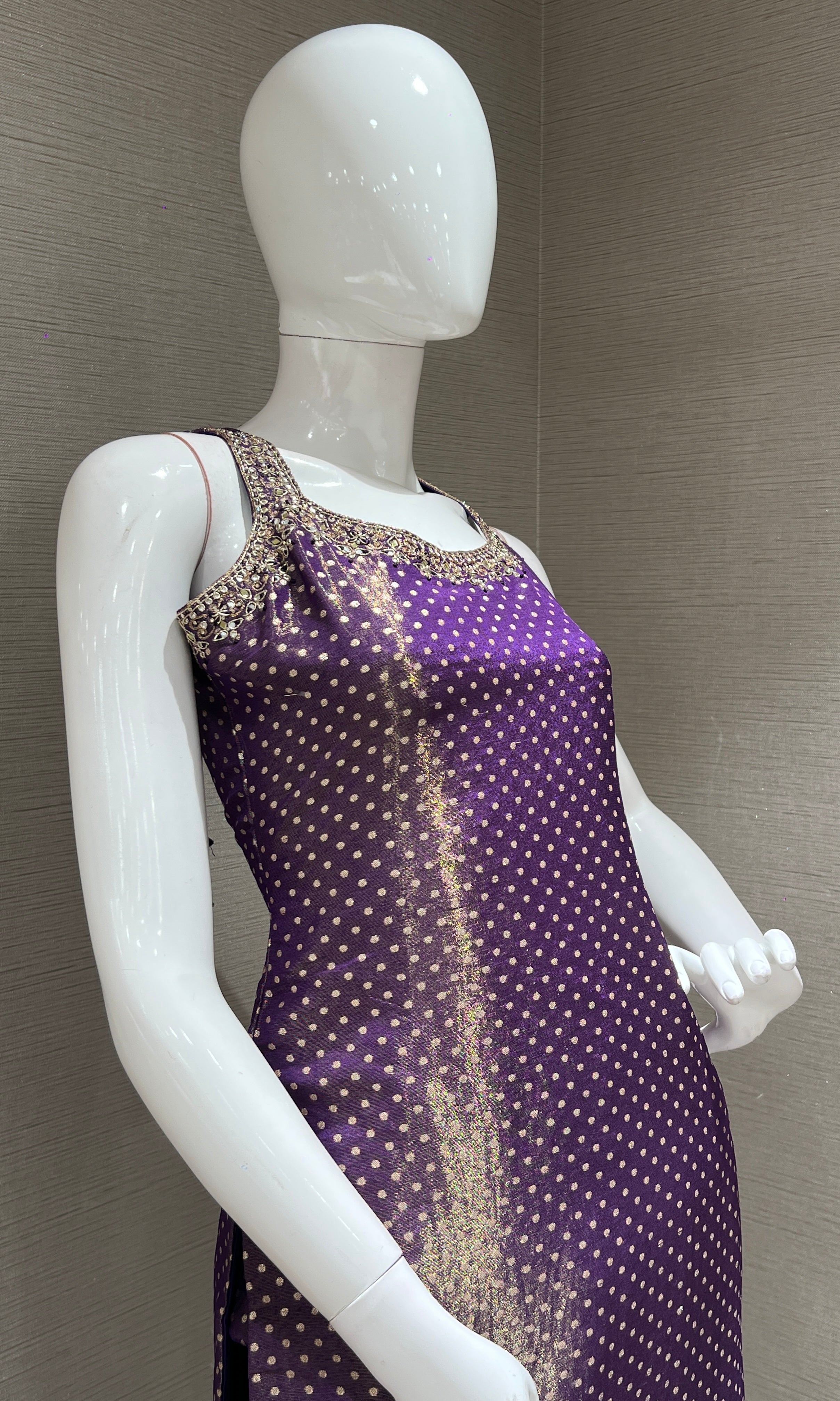 Purple Gold Banarasi Kurta Set