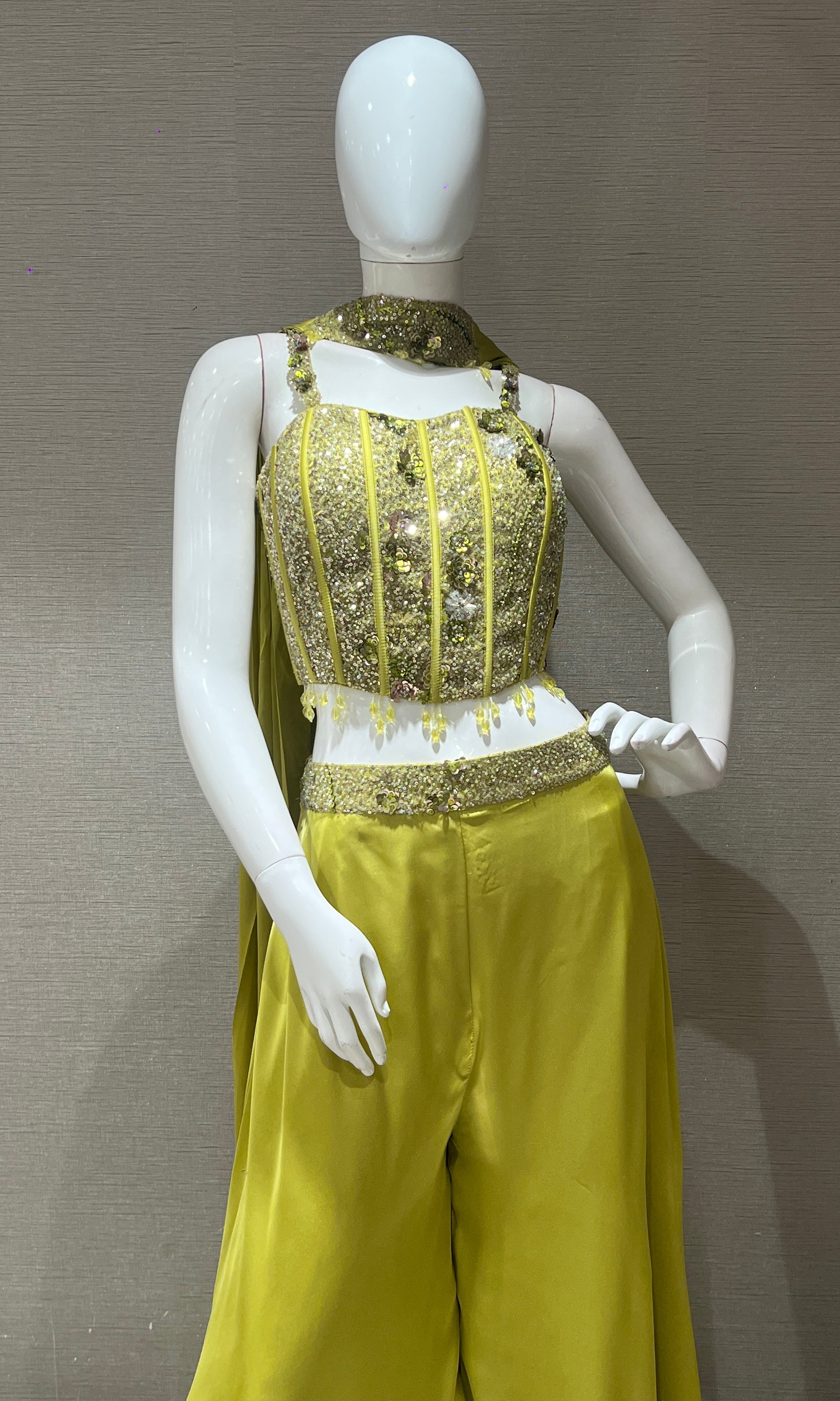 Light Green palazzo with corset blouse
