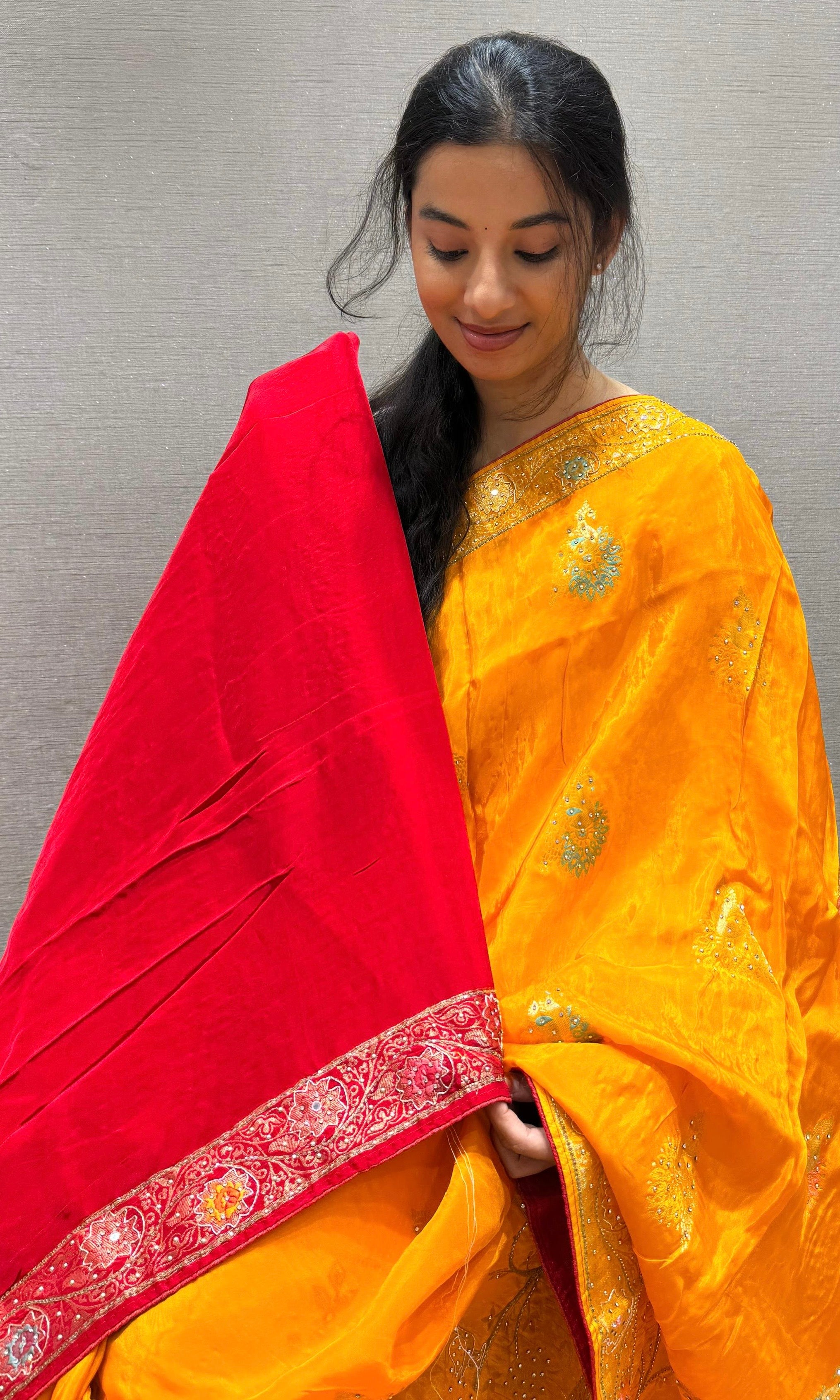 Gold Yellow Banarasi saree