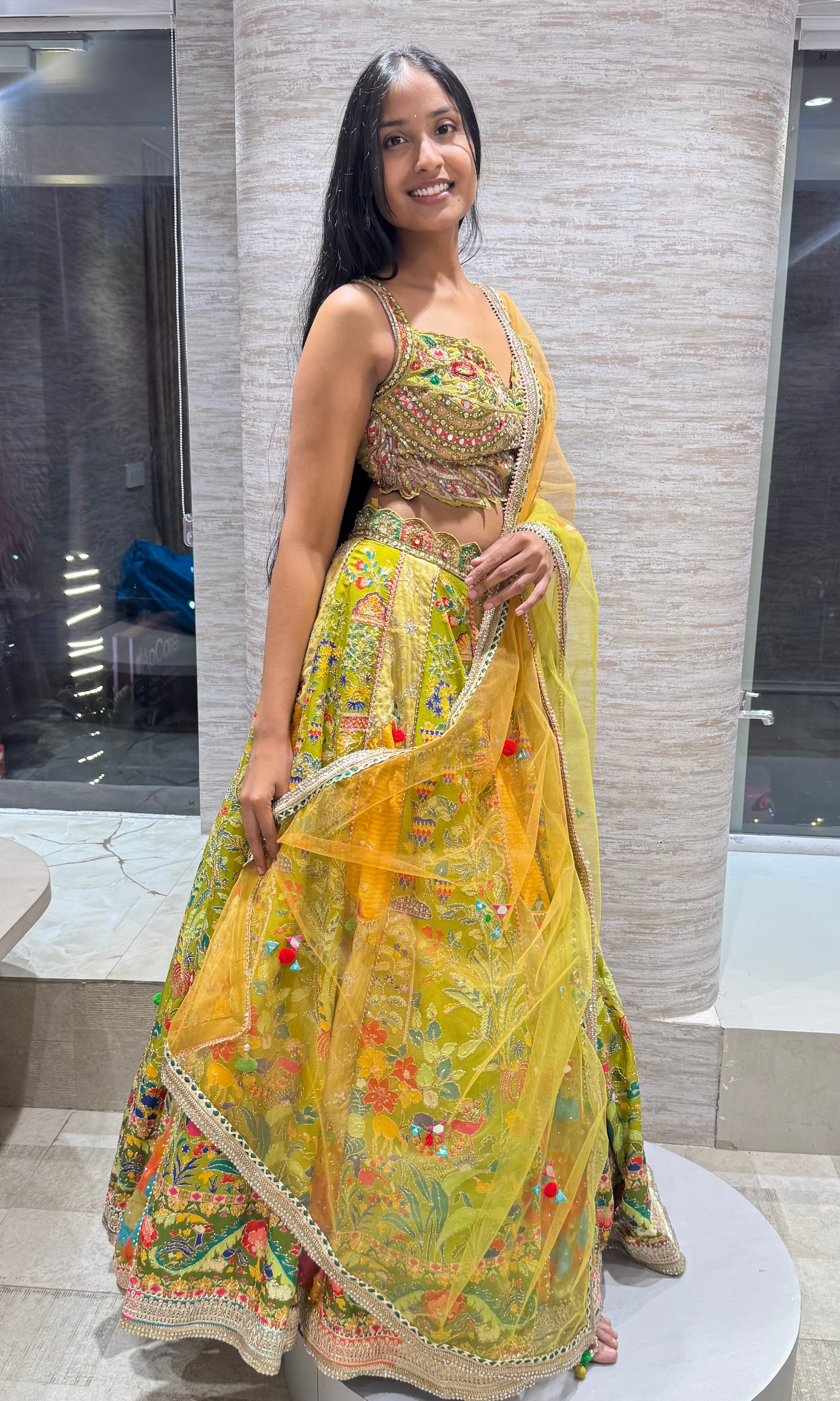 Mehandi green Floral Lehenga