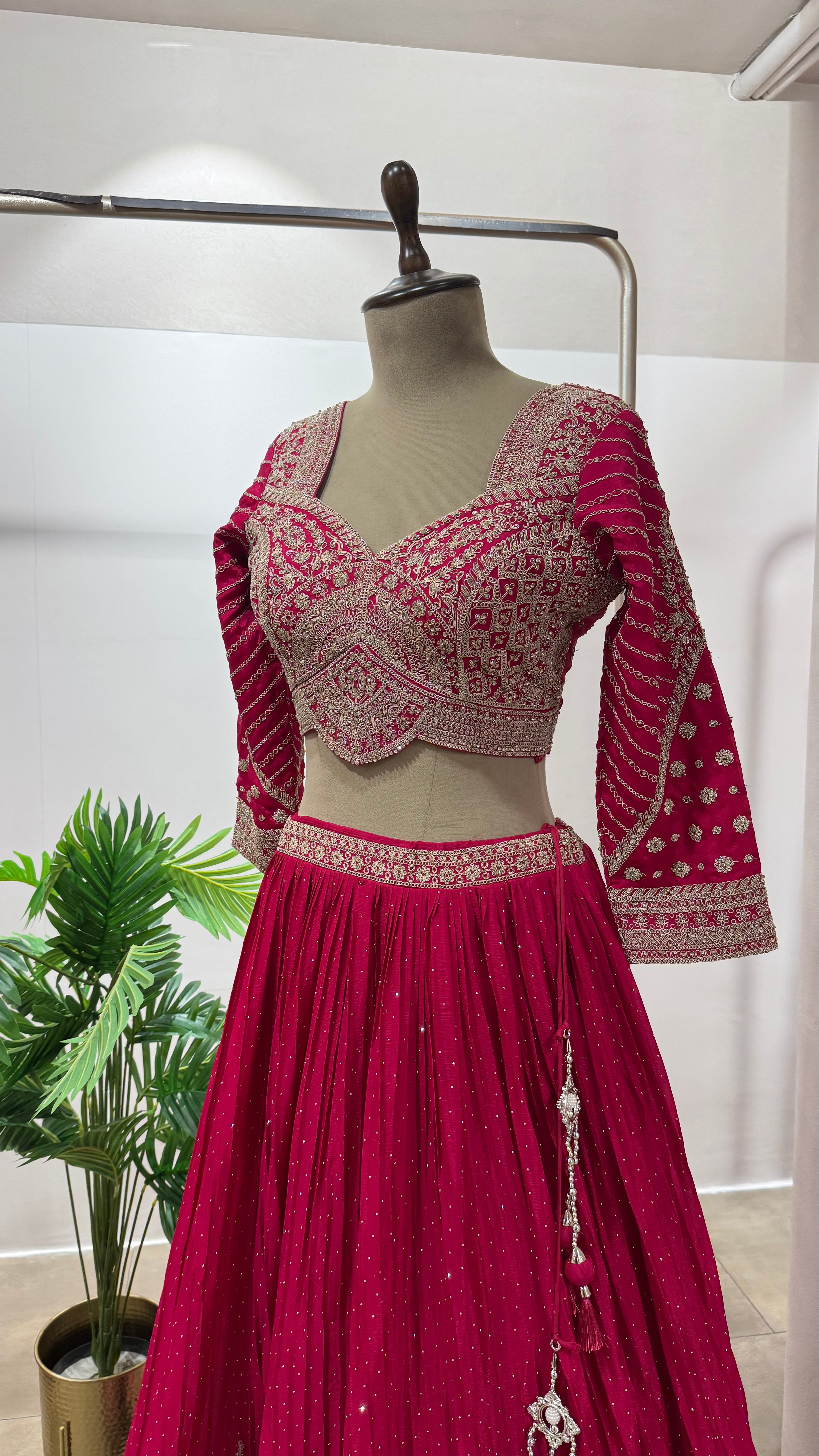 Pink Lehenga with Intricate Zari Embroidery