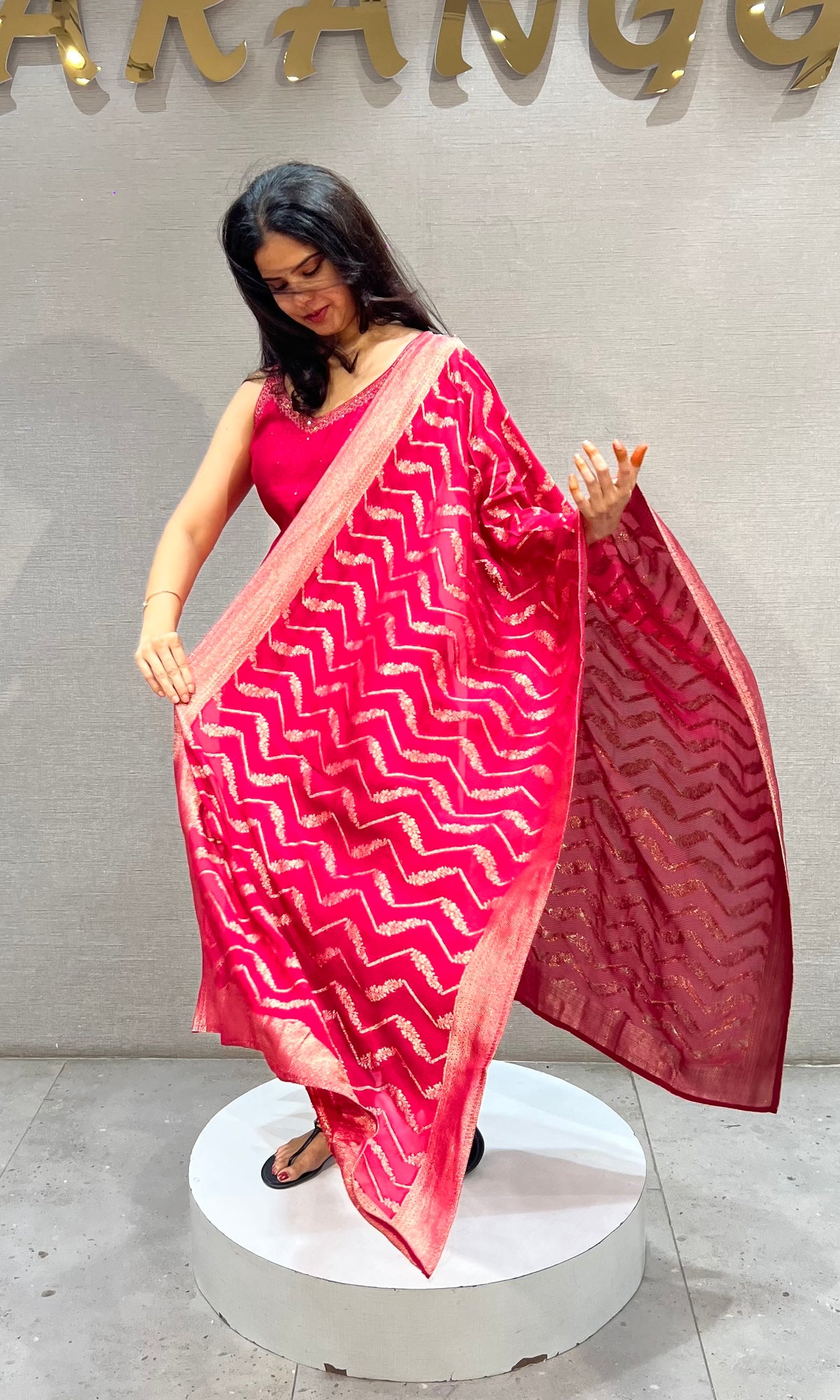 Pink Chanderi Embroidered Kurta set with Dupatta